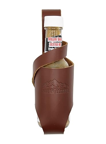 Miniatura 6 de Andean Leather Funda para salsa picante soporte para cinturón de botella ideal para Tabasco Sriracha y más 5 onzas marrón oscuro