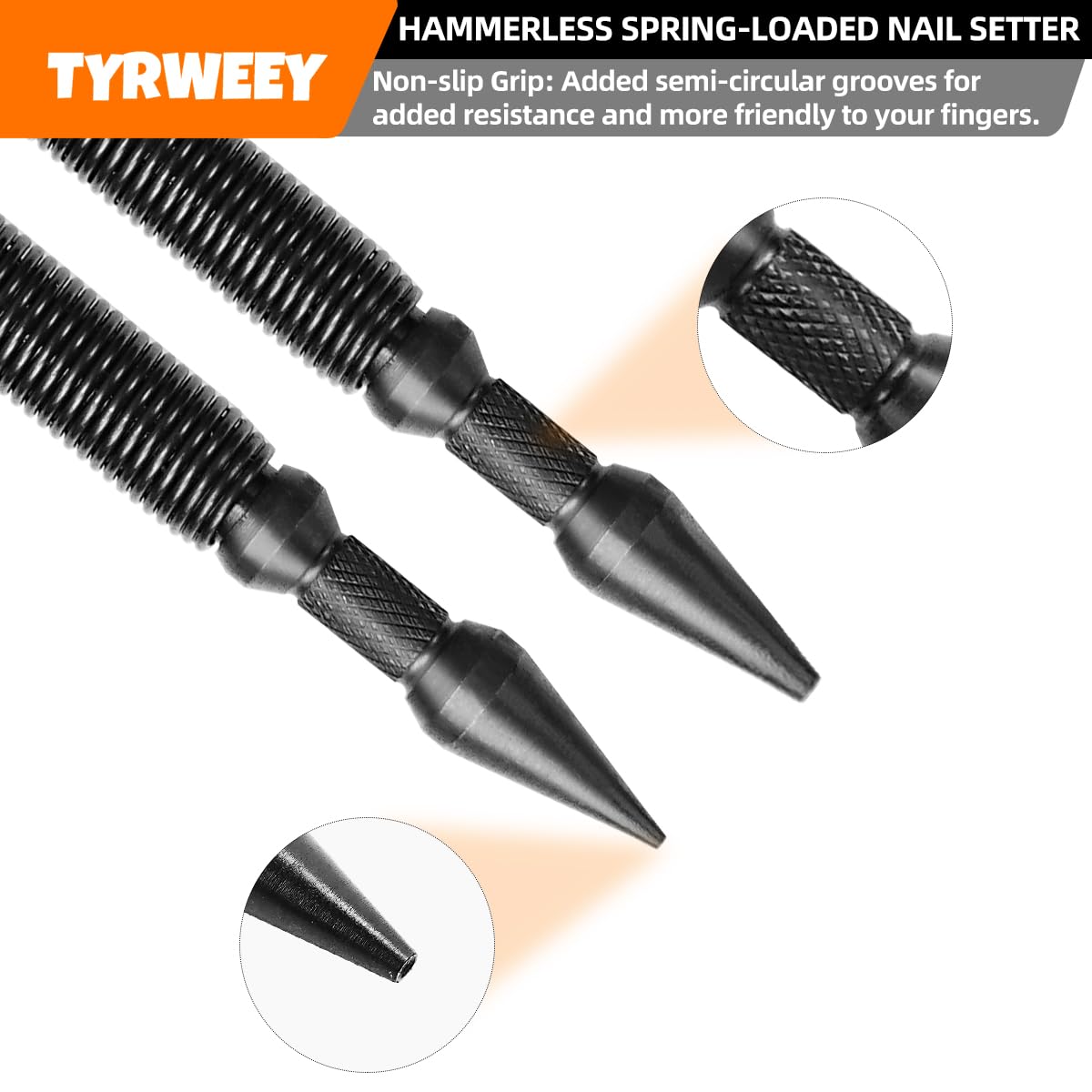 2-Piece Nail Setter Dual Head Nail Set Dual Head Nail Setter Spring Loaded Center Hole Punch Hand Tool — view 4