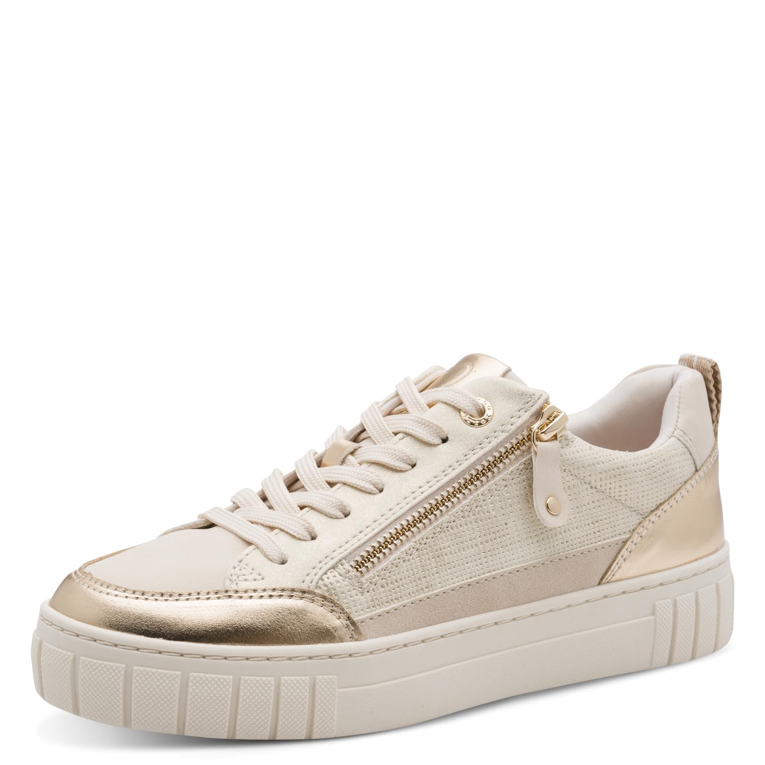 MARCO TOZZI Women's Sneaker Soft Feel Me Removable Footbed Soft Lining Modern, Beige (Dune MET.Comb), 4.5 UK