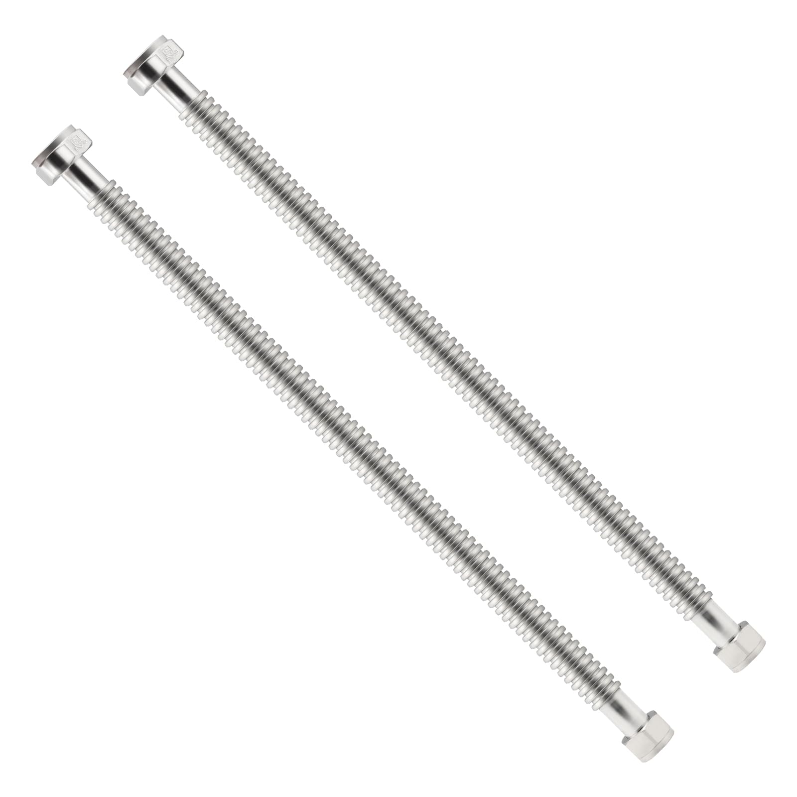 24inch Stainless Steel Corrugated Water Heater Connector Flexible for Female Iron Water Pipes Fitting, 3/4" FIP x 1" FIP, 24" Length (2 Packs)