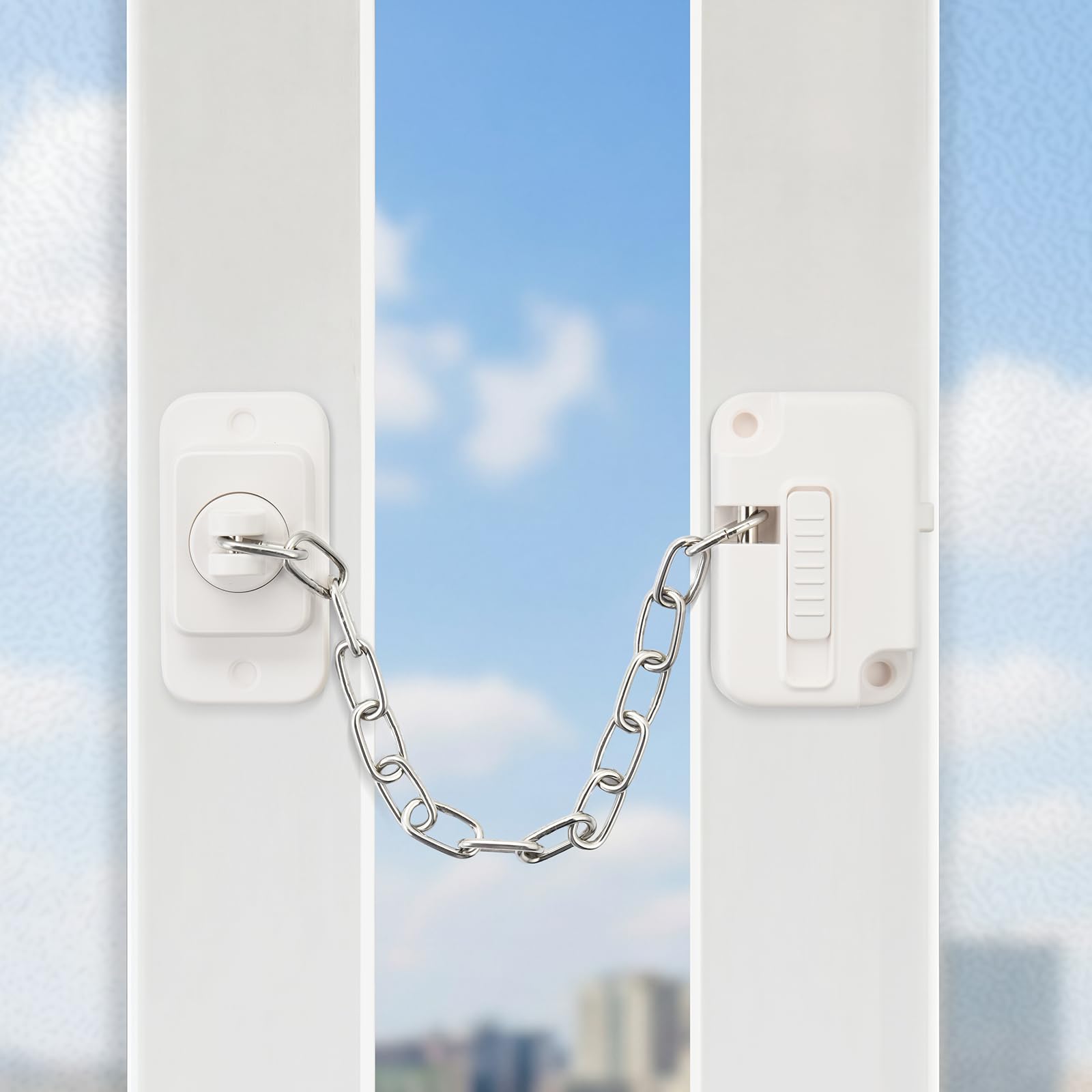 OTraki Kindersicherung Fenster, 2 Sets Tür Fenstersicherungen Kinder Schubladensicherung Baby Ohne Bohren für Fensterschutz Kühlschrank Schranktüren, Fensterschloss Selbstklebend oder Schrauben