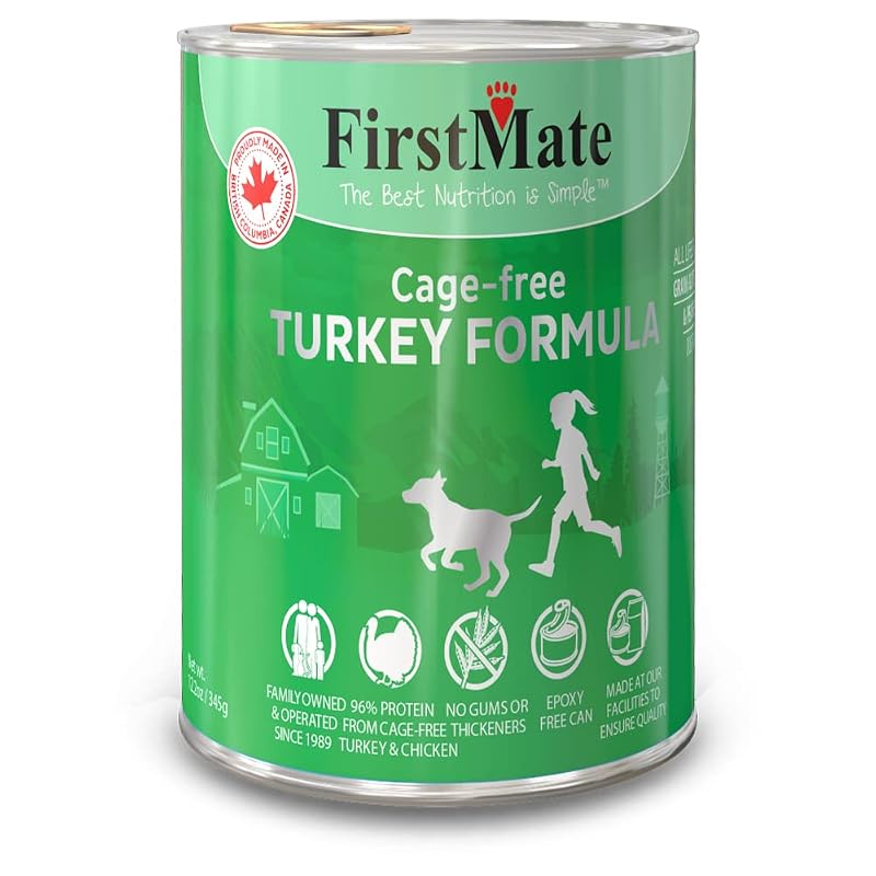 Ração Úmida para Cães FirstMate Grain Free LID Turkey Formula, Wholistic Pet Organics, 12 Latas de 346 g