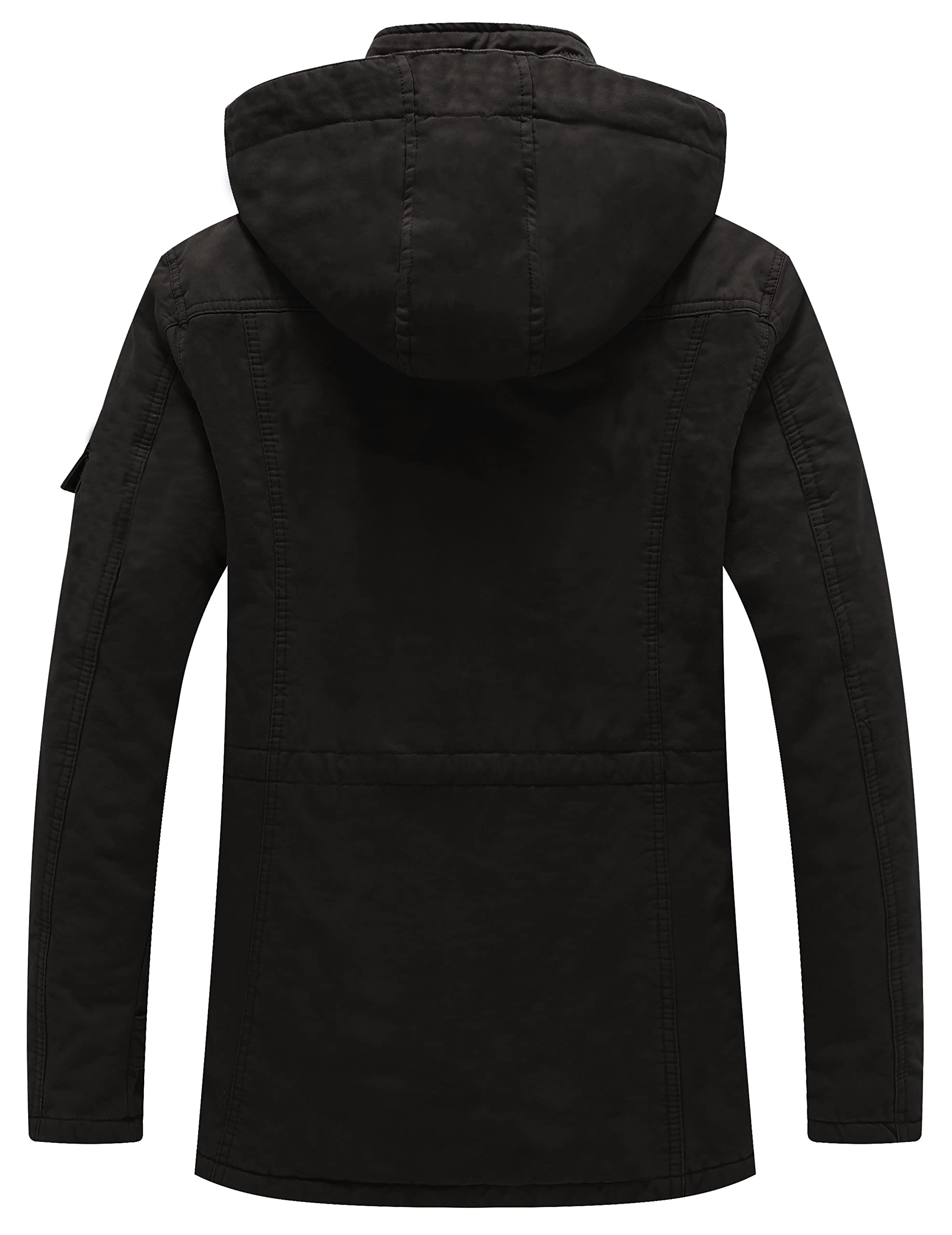 WenVen Giacca Militare Uomo Invernale con Cappuccio Caldo Antivento | Cappuccio Rimovibile,Fodera Spessa,Antivento, Caldo,Leggero,Giubbotto in Cotone,Mezza Stagione,Esterno,Escursionismo,Casual