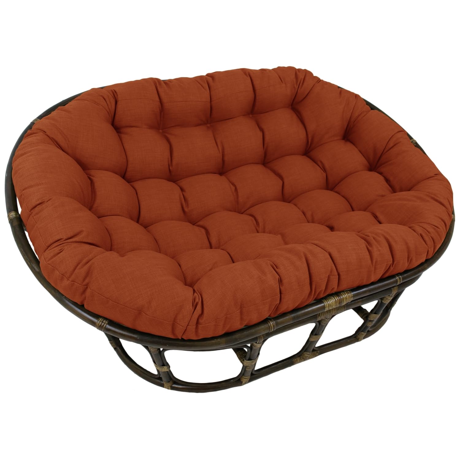 International Caravan Rattan Double Papasan Chair with Outdoor Cushion  Orange