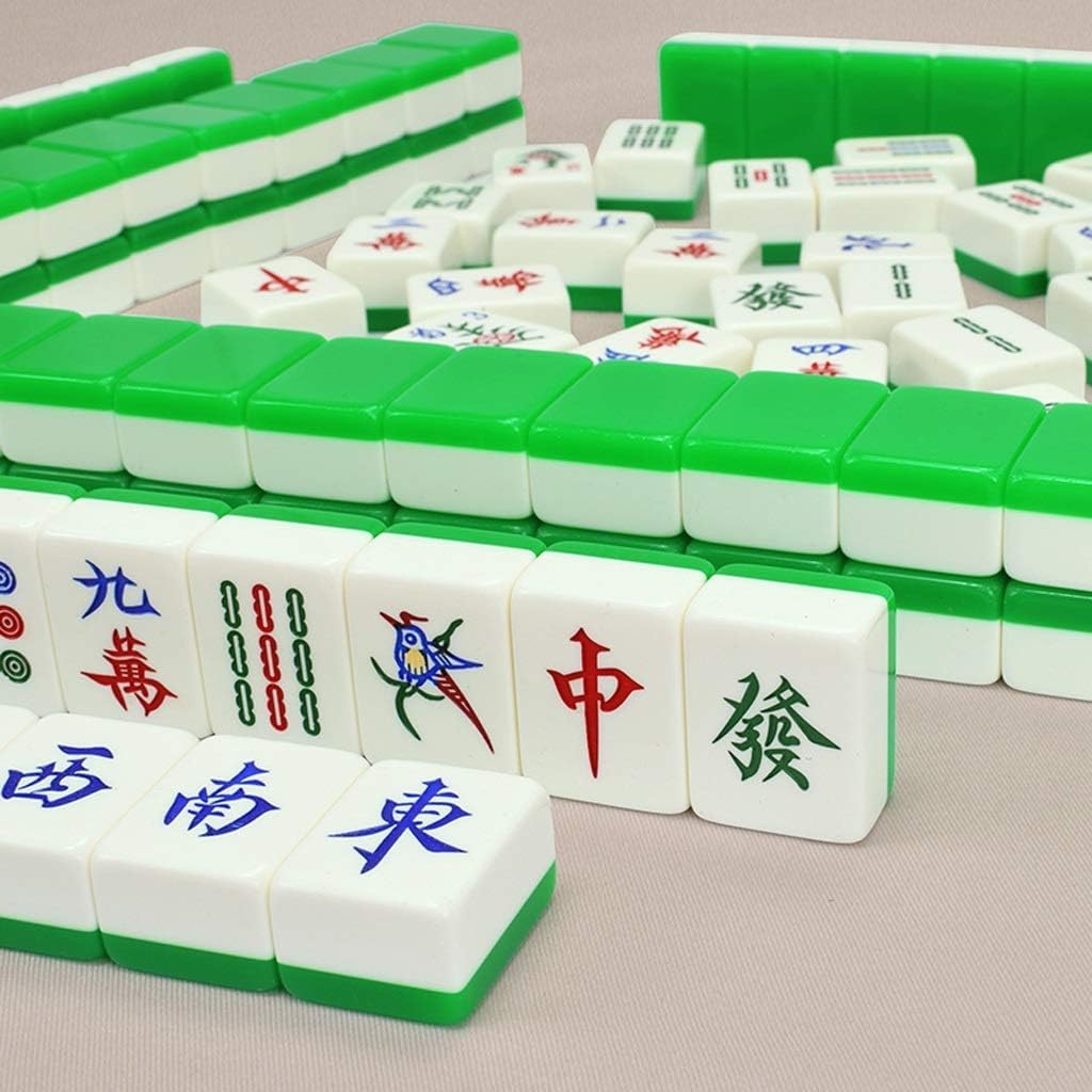 Mahjong Cinese 144 Tessere in melamina numerate Set di Gioco Majong Completi for Viaggi, Feste, Giochi di Famiglia, Tessere Mahjong(Pink,42#)