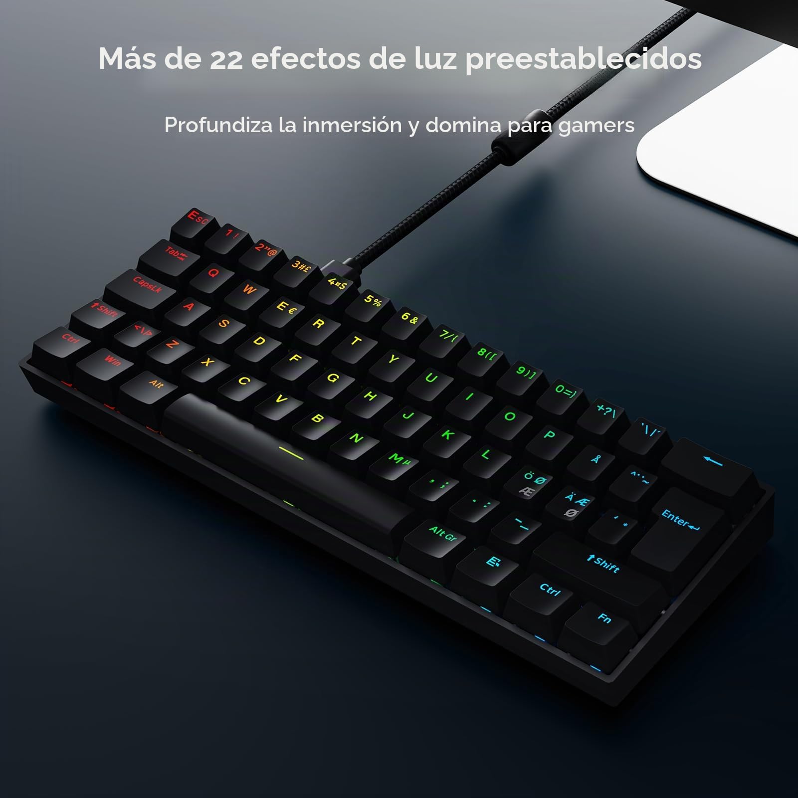 MCHOSE Ace 60 Teclado Gaming con Efecto Hall y Rapid Trigger, QWERTY-DE