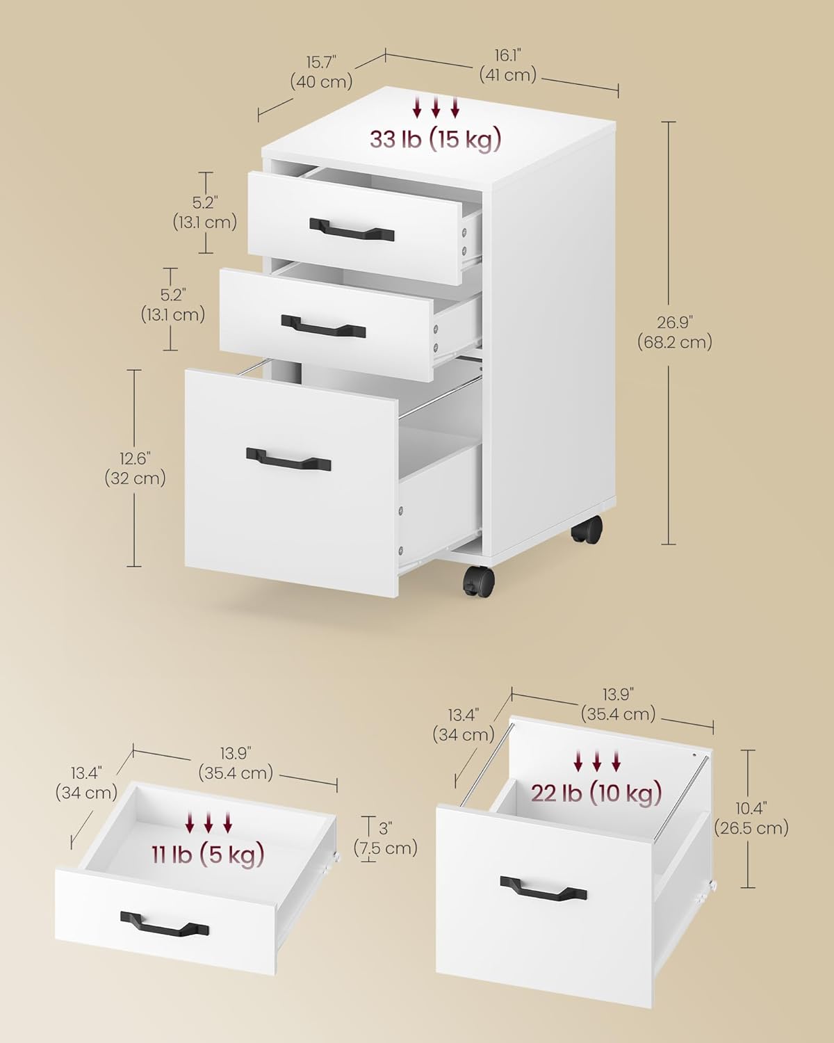 Diagram showing dimensions and load capacities of the file 내각