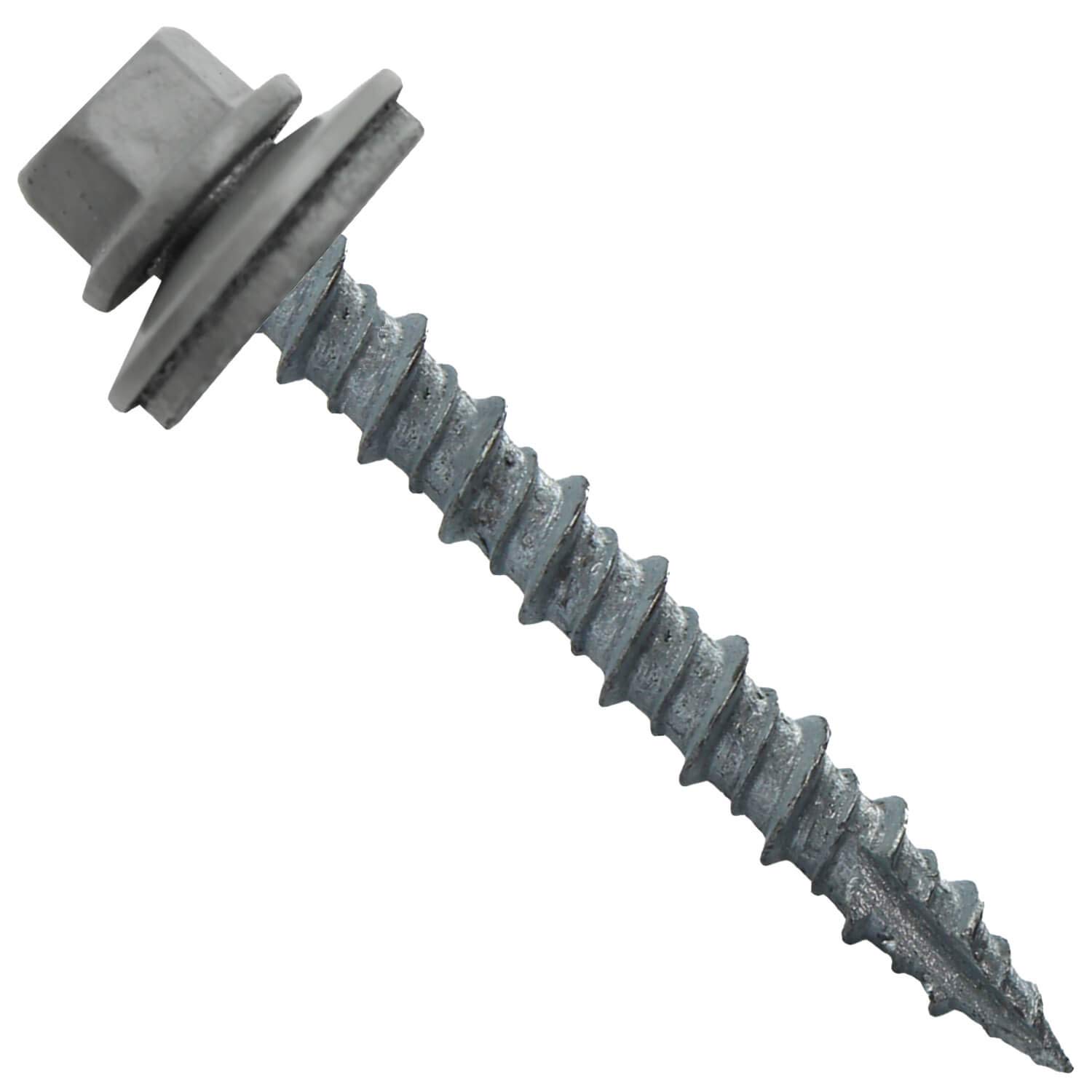 Metal Roofing Screws: (1000) 10 x 1-1/2 Slate Hex Head Sheet Metal Roof Screw. Self Starting Metal to Wood siding Screws. EPDM Washer. Colored Head