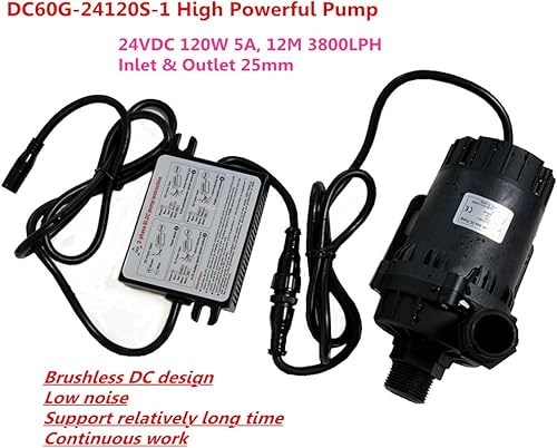 Miniatura 2 de SHYSKY Bomba de agua de CC sin escobillas micro de bajo ruido de 24 V 120 W DC60G-24120A-1, 39.4 ft 39 pies 1003 GPH, velocidadflujo ajustable,