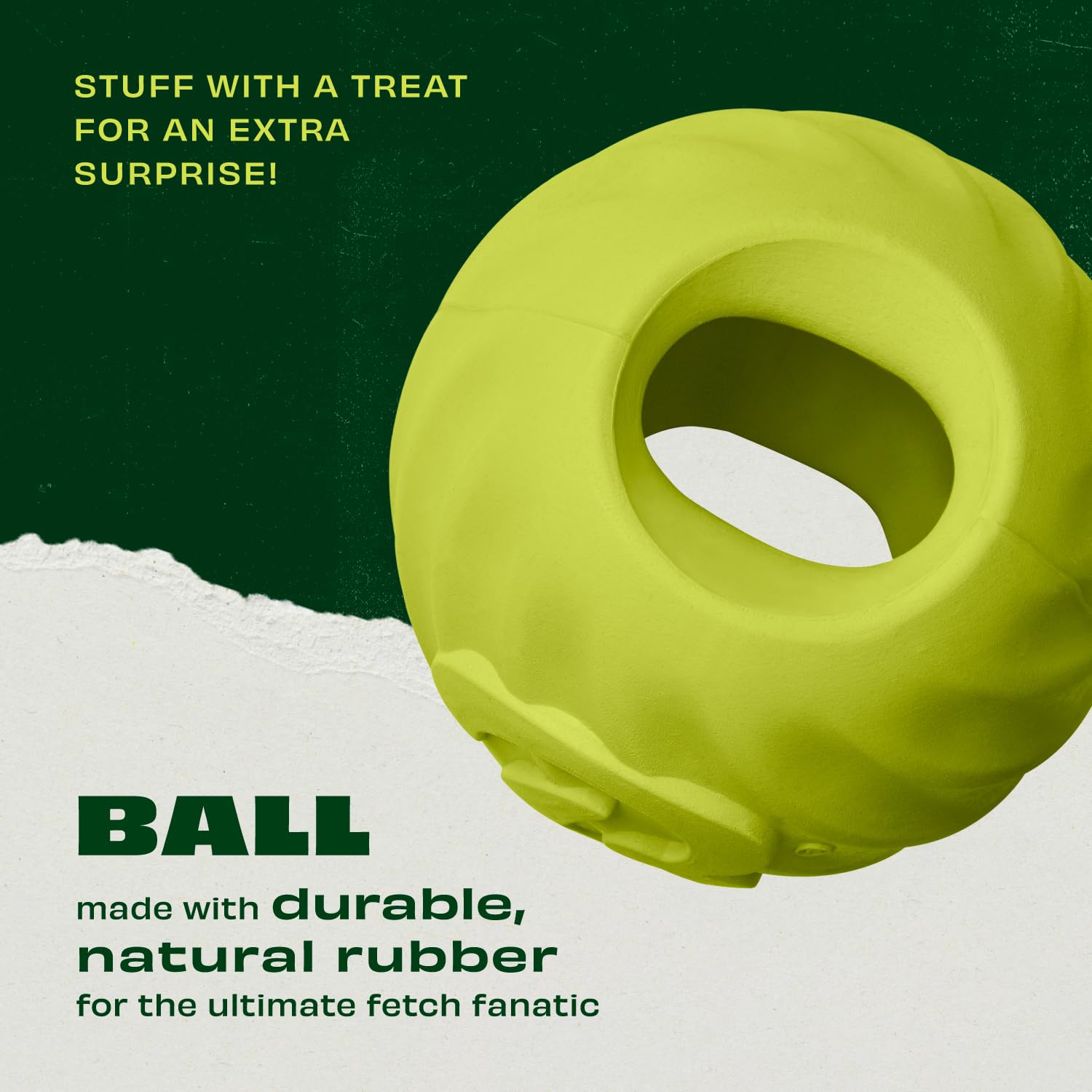 Benebone Dog Ball, 100% Natural Rubber, Green, Ball - One Size - Image 3