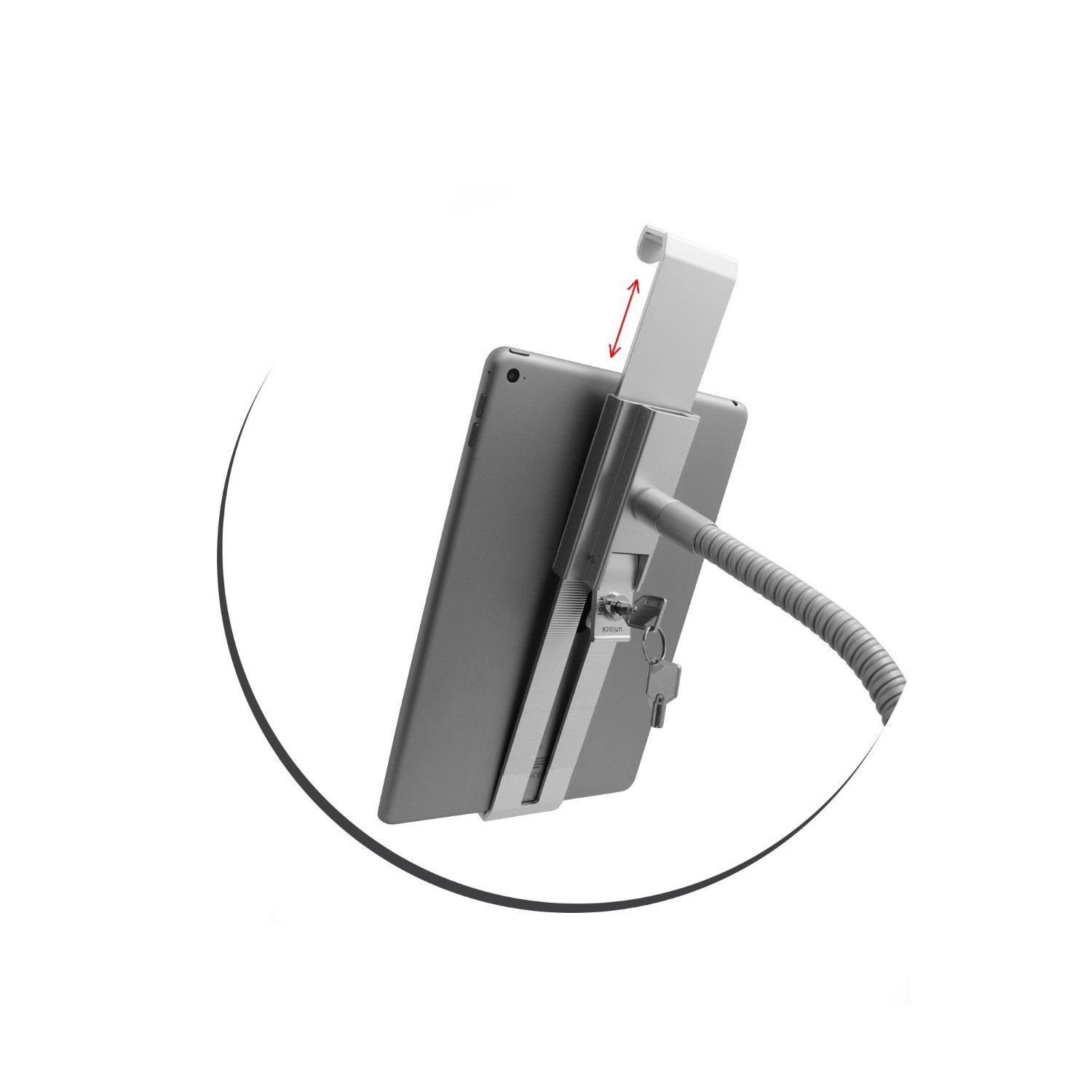 SYSTEM-S antifurto a Collo di Cigno Supporto a Parete Show Room Titolare con Serratura di Sicurezza per Tablet PC 9,7 – 12 Pollici