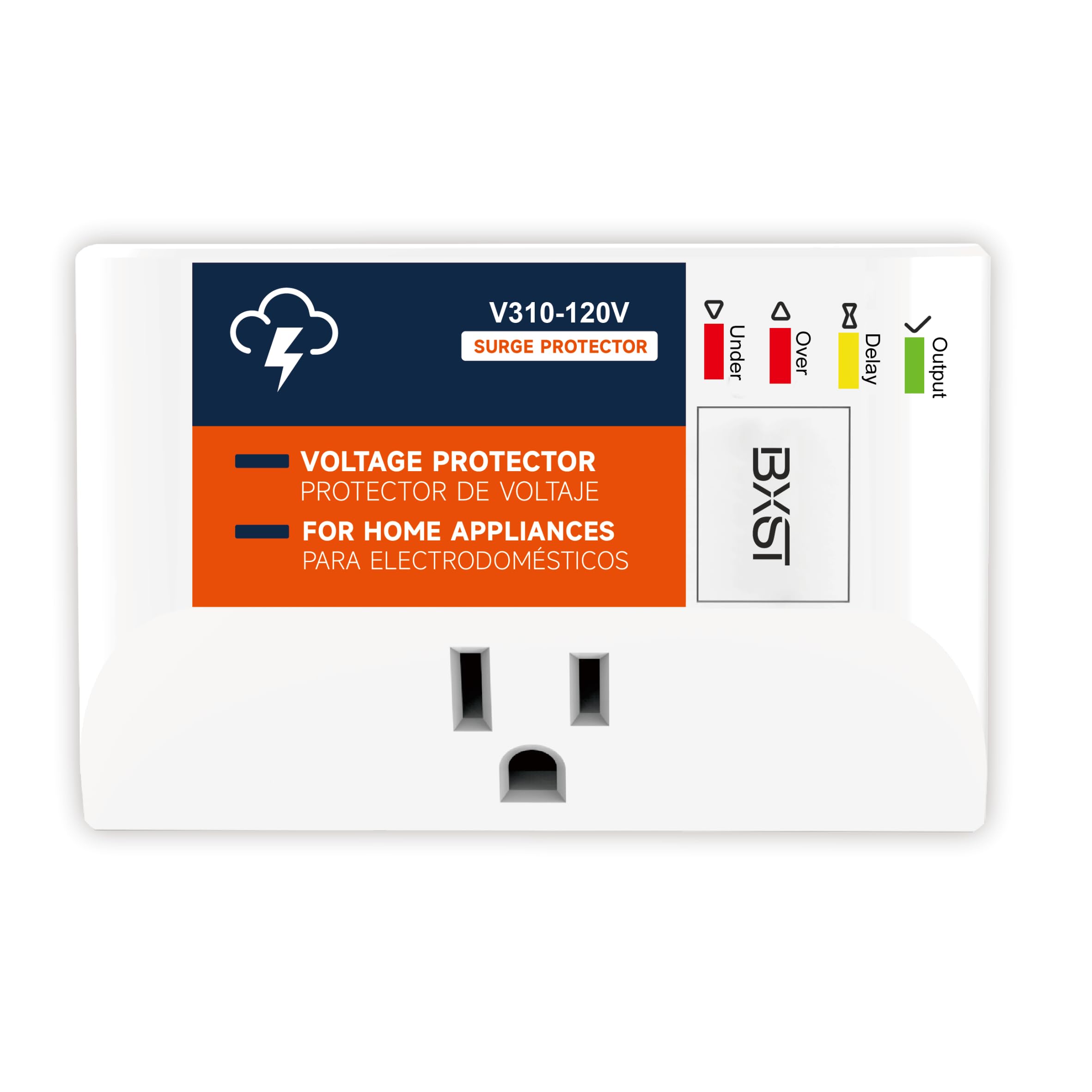 BXST Surge Protector for Refrigerator & Home Appliances, Portable Mini Single Outlet Plug-in Spikes Voltage Protector, Multi Function Wall Socket for Air-Conditioner Smart TV, 15A 120V 140J