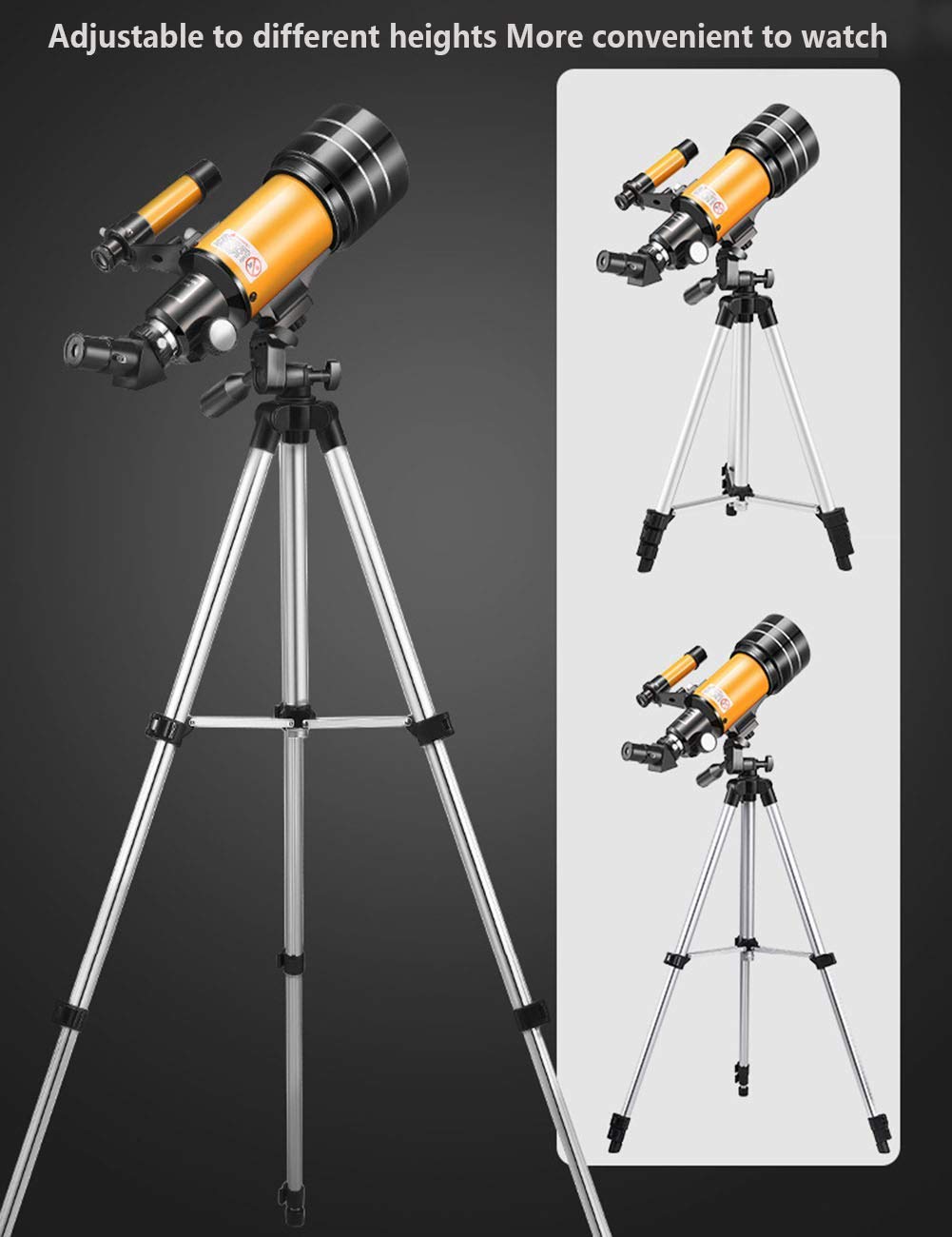 Télescope Professionnel Ultra HD pour débutants en Astronomie et Adultes - Télescope astronomique réfractif 150X avec trépied/Adaptateur de téléphone/viseur et Filtre Lunaire Doublez Le Confort