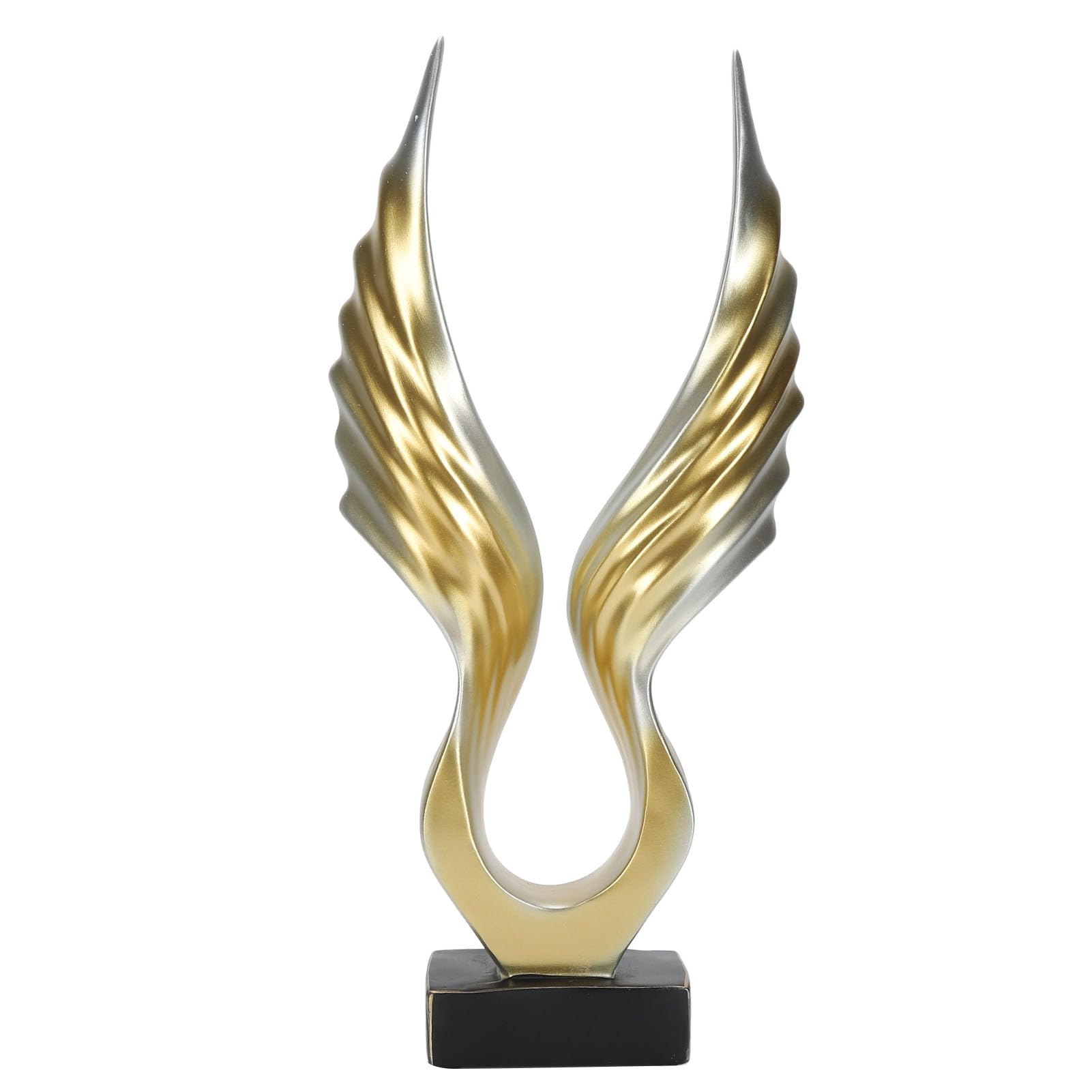 Scultura ad ala astratta, statuetta in resina moderna e leggera di lusso con base opaca, statua ad ala astratta dorata per la casa, il soggiorno, il mobile TV, l'arredamento della (Champagne Gold
