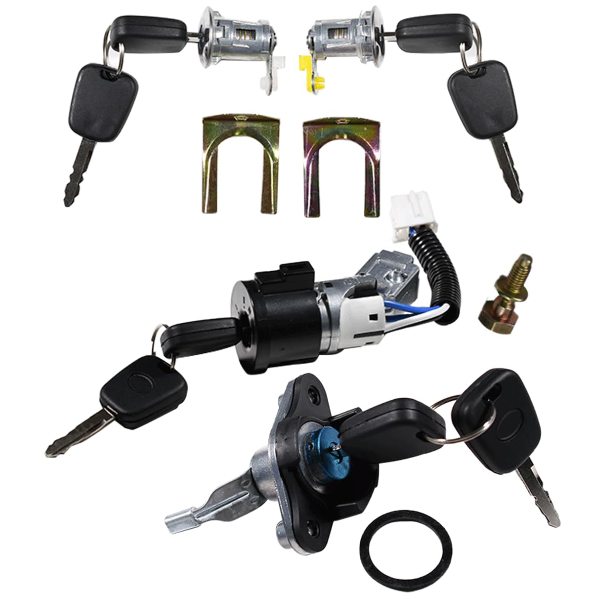 3 set di serrature di accensione e serrature per porte Set cilindri di chiusura con 8 chiavi compatibili con Citroen C1 Peugeot 107 Toyota Aygo 2005-2014