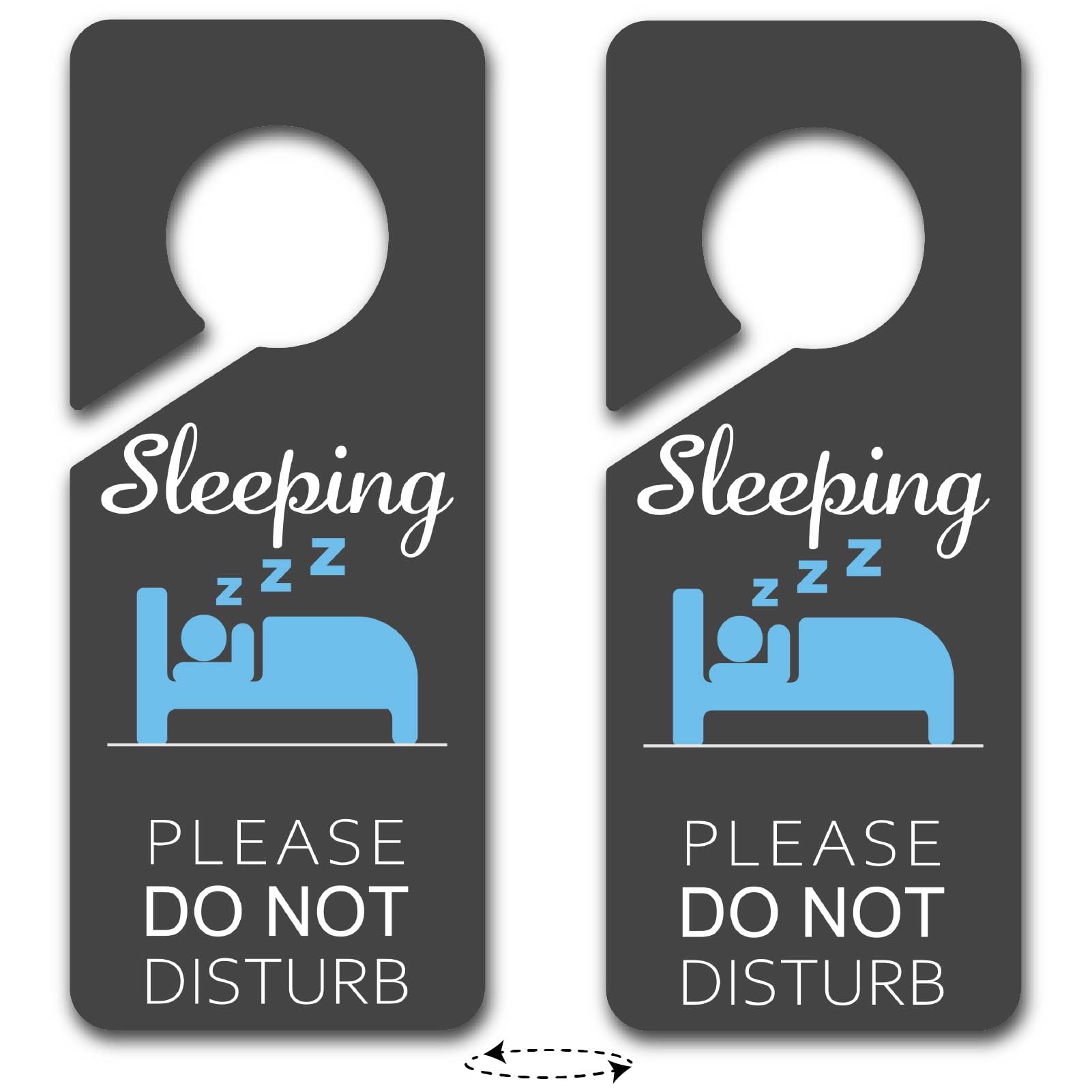 PRESSINART 2Pcs Sleeping Do Not Disturb Sign Door Knob Signs Black Rectangle PVC Double Sided Notice Hangers for Office Home Napping Bathroom Hotel Hospital Clinic Treatment Decoration 9 x 4 Inch