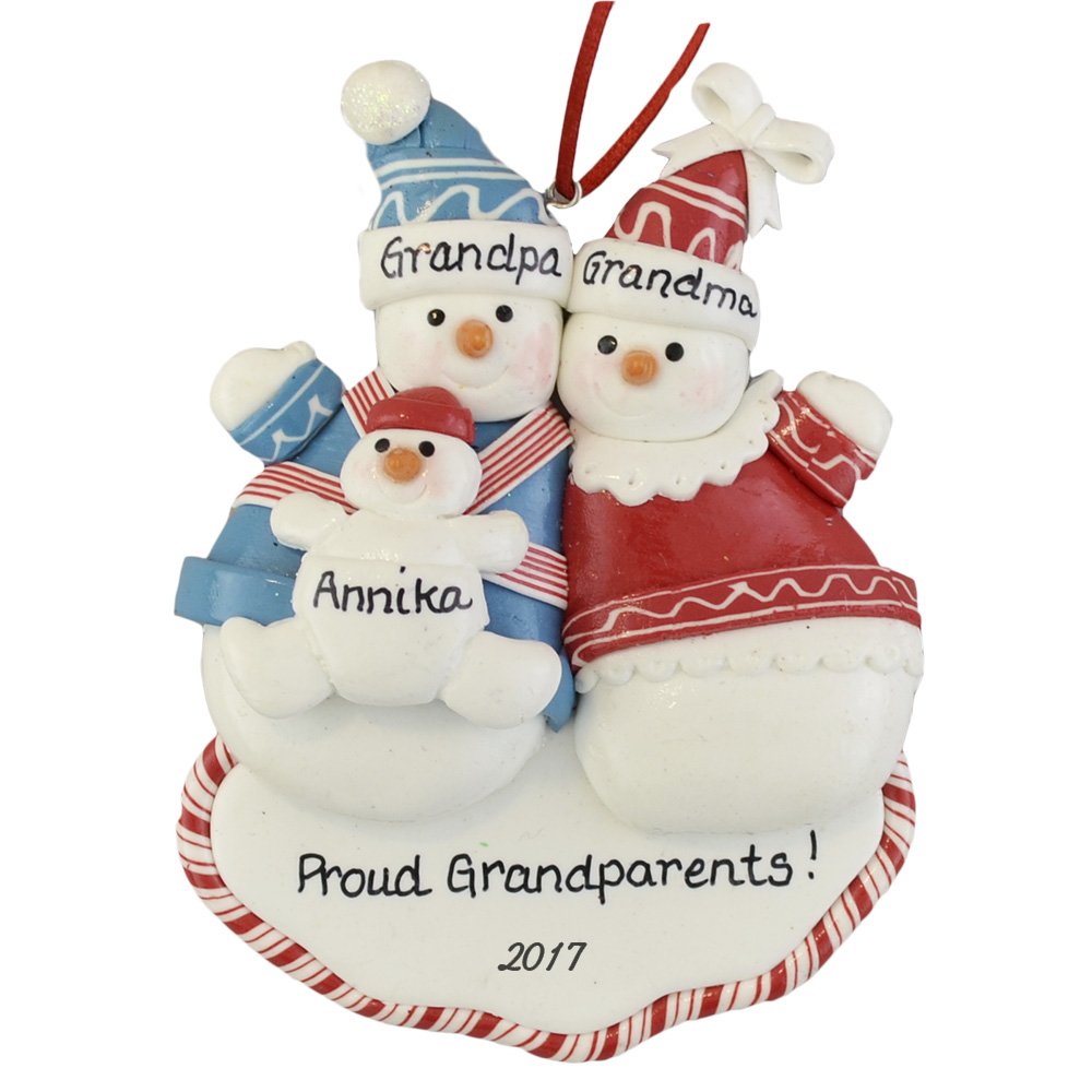 Baby's First Christmas Personalized Christmas Ornament - Proud Parents or Proud Grandparents - Baby in Carrier - Calliope Designs - 5" Tall