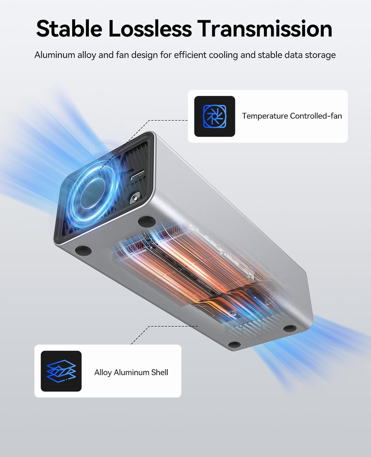 ORICO FlashGo 4TB External SSD Up to 3200MB/s, Thunderbolt 4 (40Gbps), USB-C (10Gbps) External Solid State Drive, Aluminum Alloy & Built-in Fan Design for Mac mini MacBook Video Editing - FG02