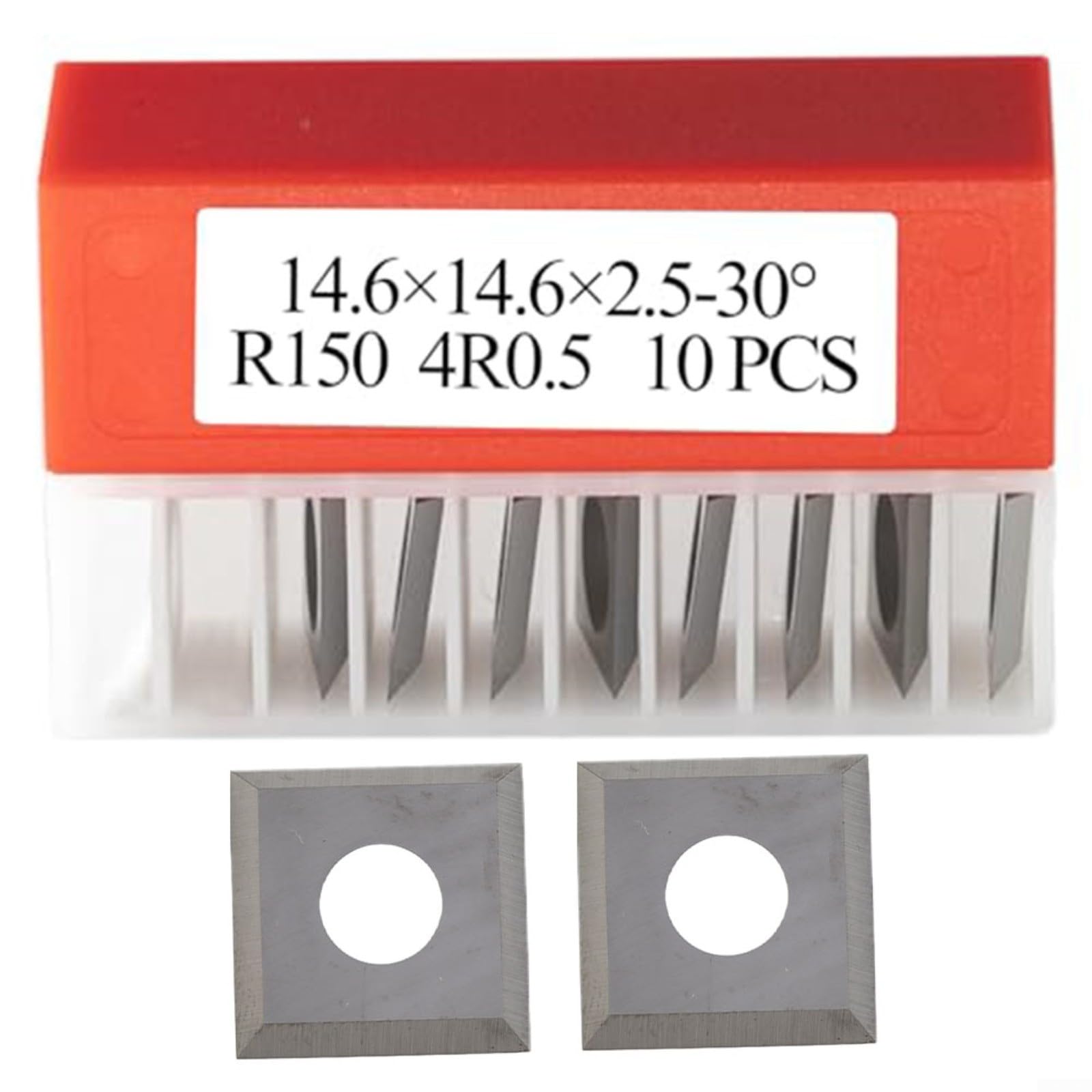 10 piezas de plaquitas de metal duro 14,6 x 14,6 x 2,5 mm 30° R150 4R0.5 para carpintería, cinceles rotativos, fresado de madera contrachapada