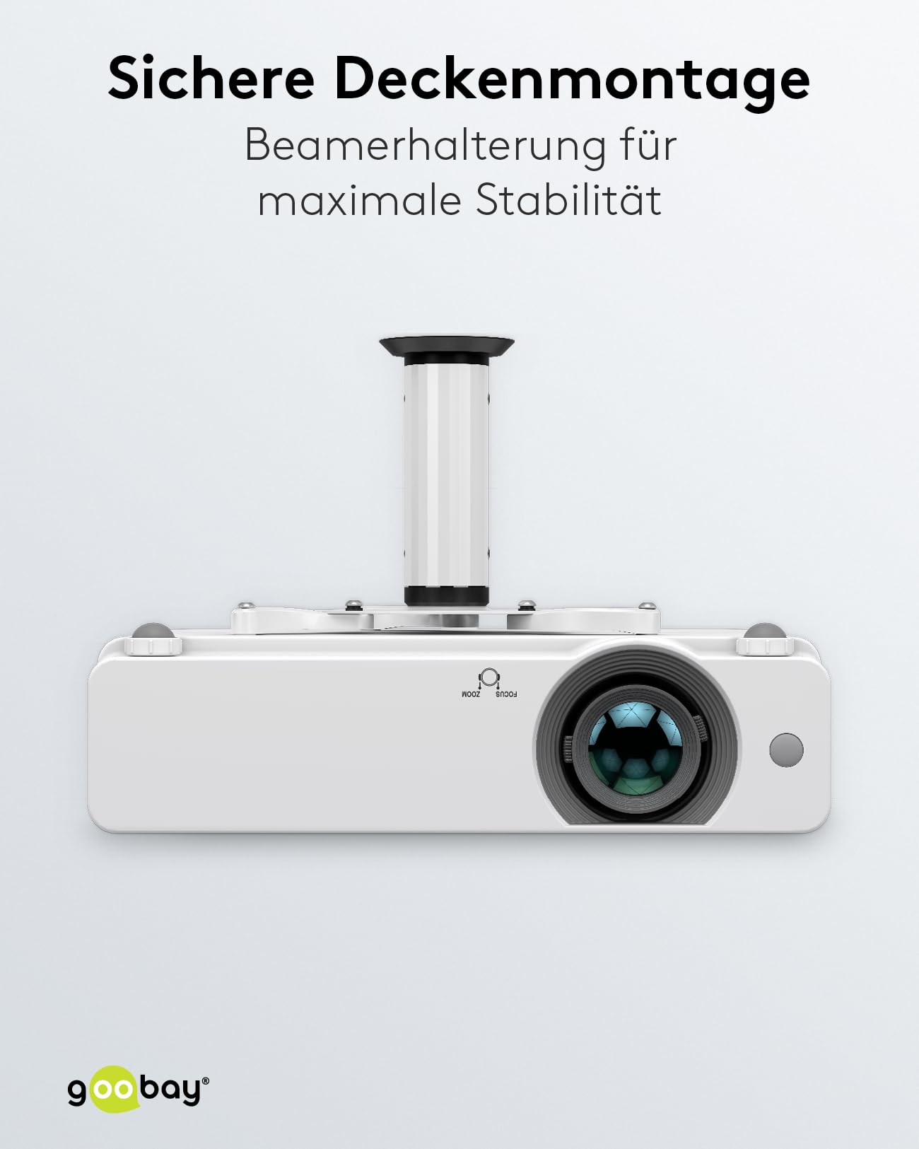 Beamer-Deckenhalterung, flexibel, neig- drehbar, bis 10 kg, silber