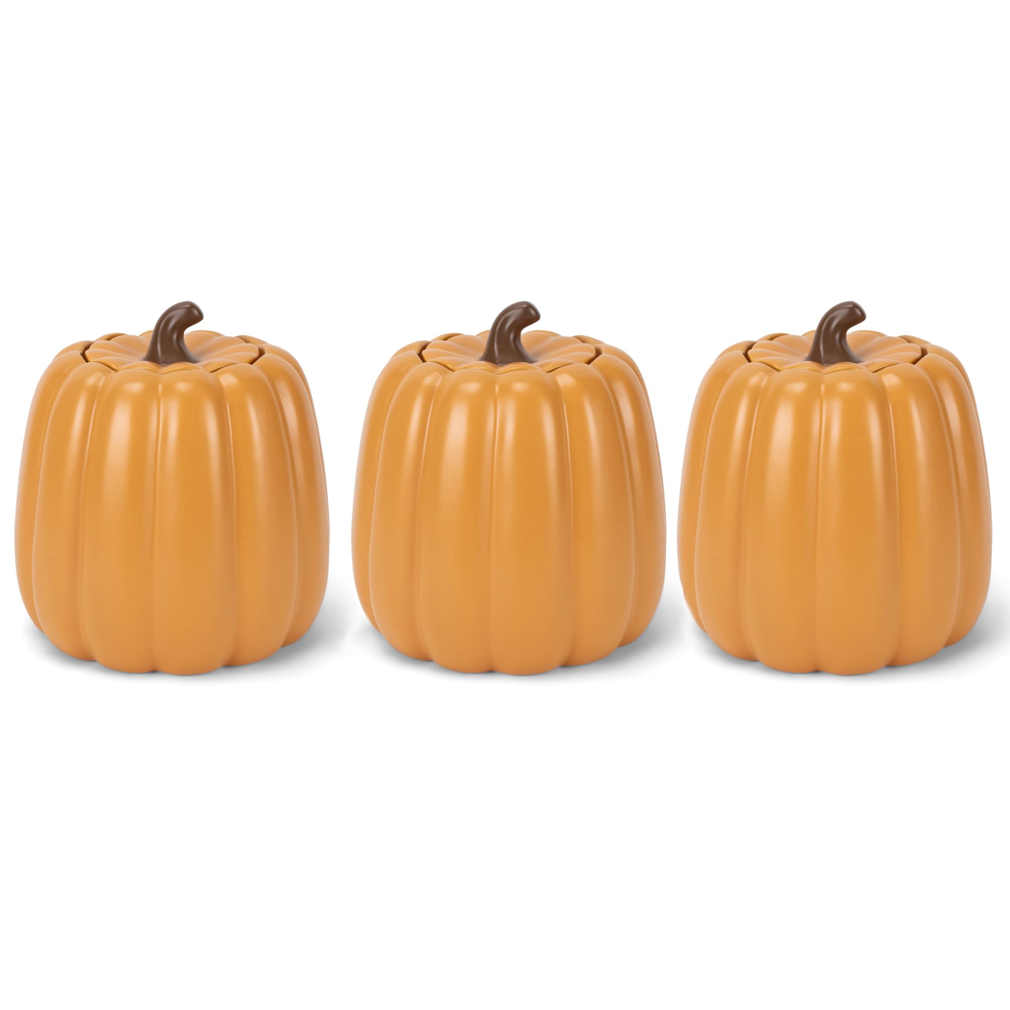 Nat & Jules Pumpkin Shaped 6 x 6 Inch Ceramic Storage Canisters: Perfect for Halloween, Thanksgiving and Indoor Fall Table Décor & Centerpieces - Set of 3, Orange