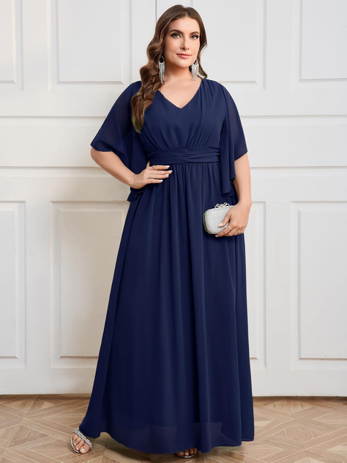 Plus Size Elegant Formal Chiffon Dress A Line Maxi Bridesmaid Mother of The Bride Gala Evening Wedding Guest Prom Gown