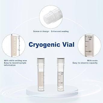 2ml Cryovials, Graduated Cryo Tubes, Sterilization, 50 Pcs | Autoclavable Polypropylene, DNase & RNase free, Low Temperature Sample Storage -86°C to 121°C