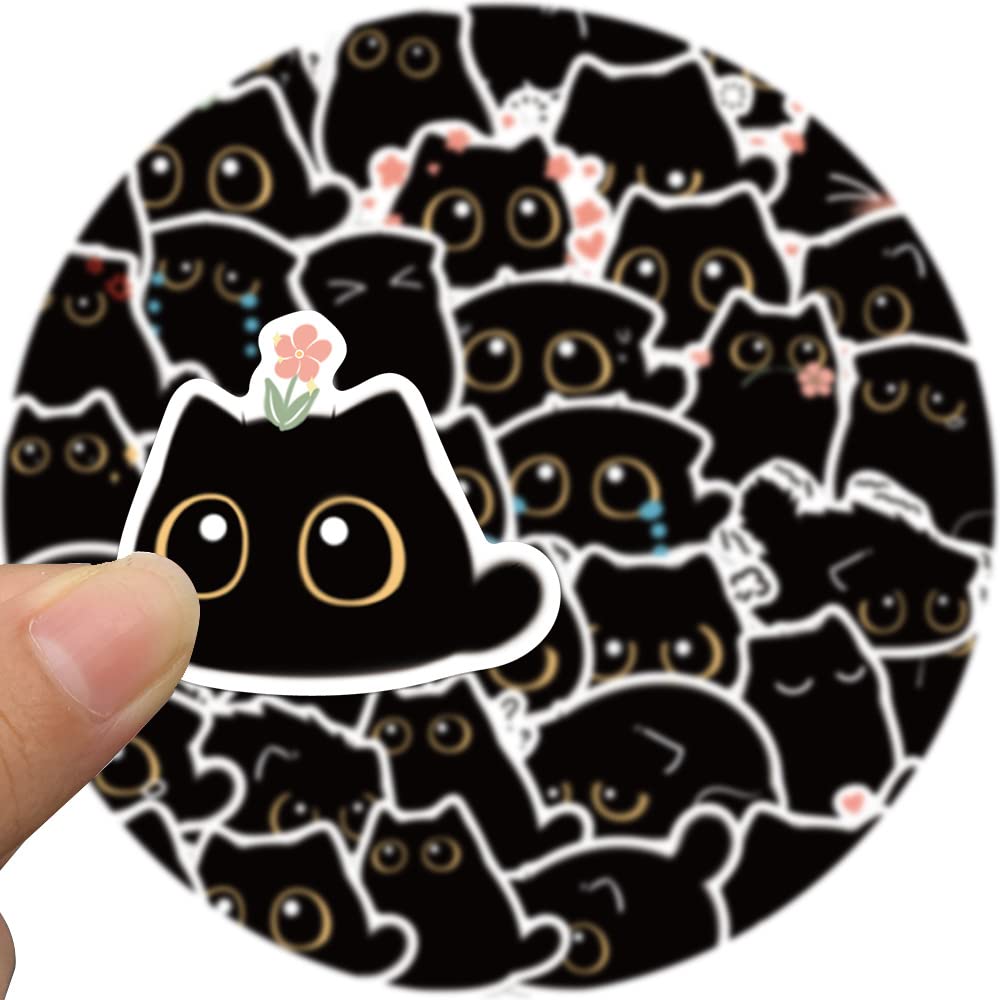 Halloween Stickers 100Pcs Halloween Black Cat Stickers - Waterproof ...