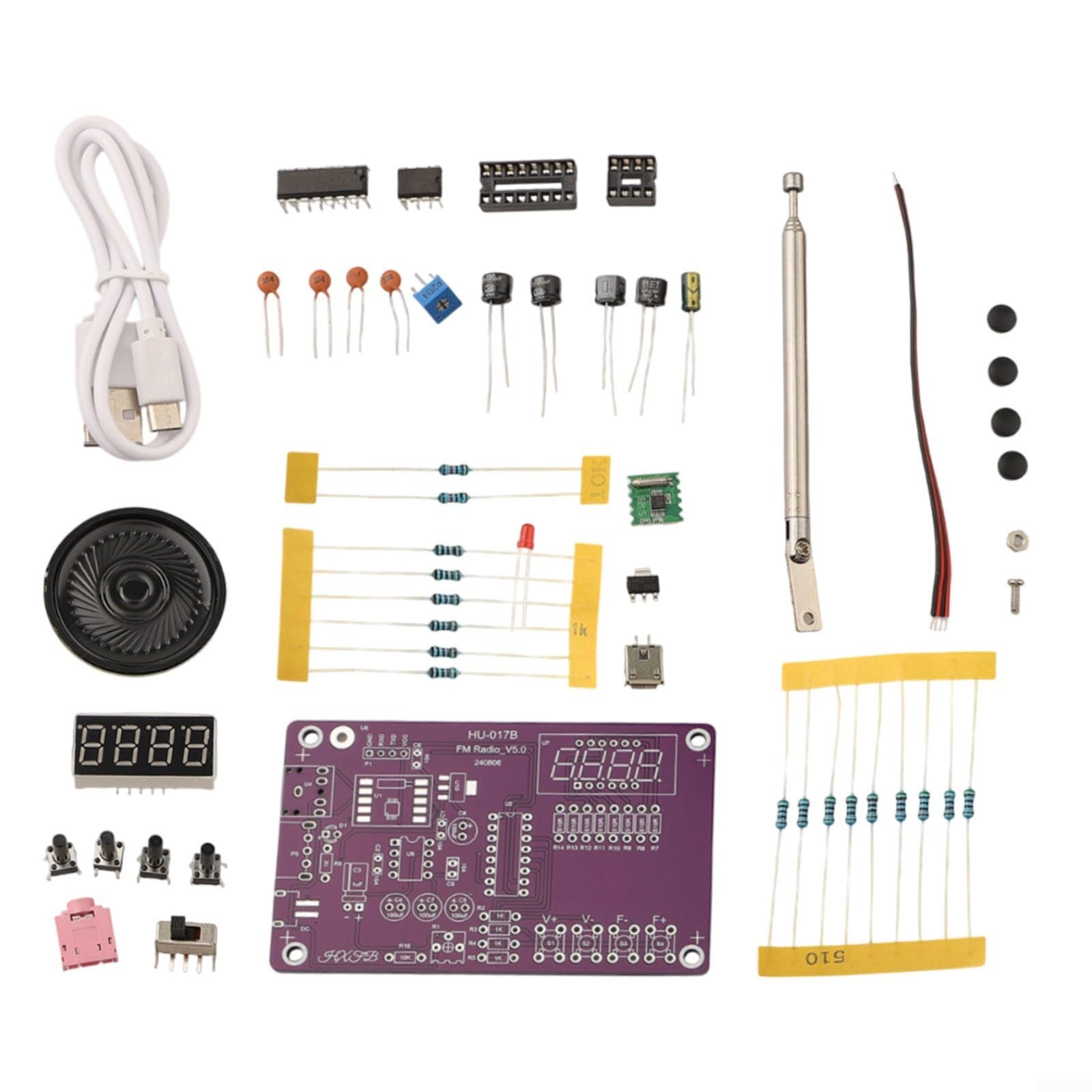 DIY FM Radio Kits To Build For Adults, Diy Digital Display Fm Radio Soldering Electronics Kit Circuit Board 87-108MHz Adjustable Volume(Without Case​)