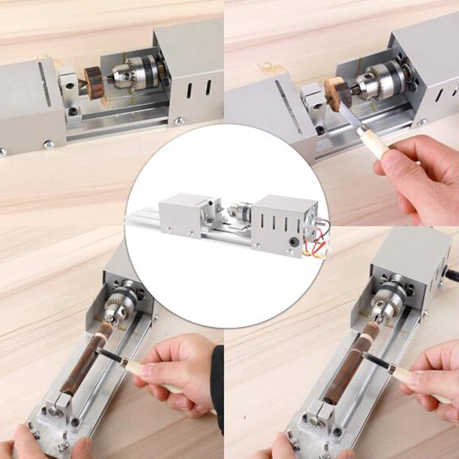 Mini Máquina Pulidora De Cuentas De Torno, Fresadora De Torno De Madera, Juego De Herramientas Rotativas De Taladro De Cuentas De Pulido, DC 12V-24V 96W