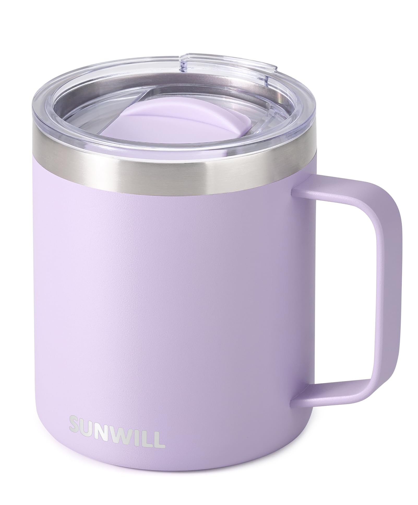 SUNWILL Travel Coffee Mug with Lid, Insulated Tumbler with Handle, 14 oz Stainless Steel…