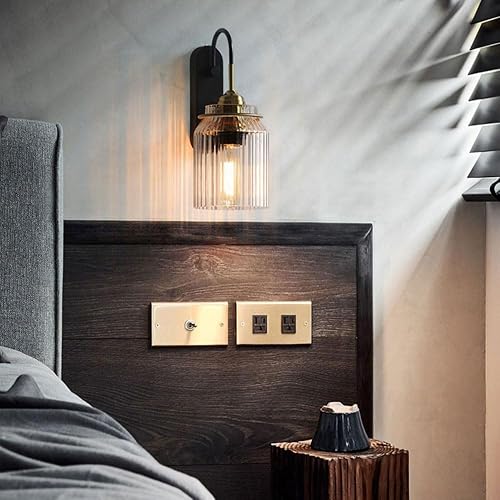 Miniatura 4 de Aplique de pared moderno con pantalla de vidrio con ondas claras, lámpara de pared decorativa para dormitorio, sala de estar, comedor