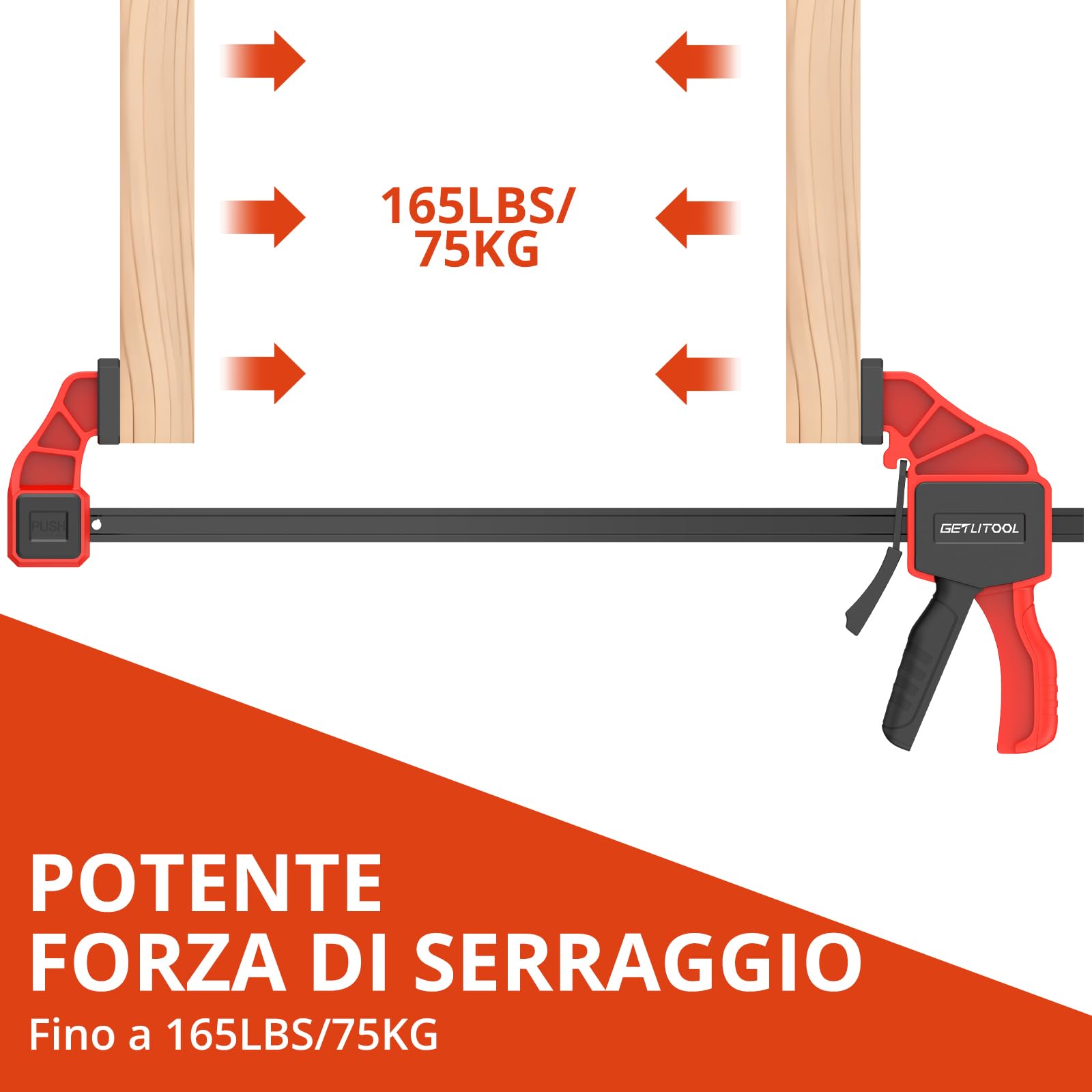 GETLITOOL Paio 12-Inch Morsetti a Barra da Falegname con Serraggio 165LBS/75kg 31cm, 2 in 1 2X12" F-Bar/Spargitore a Sgancio Rapido per Lavorazione Legno con Binario in Acciaio al Carbonio