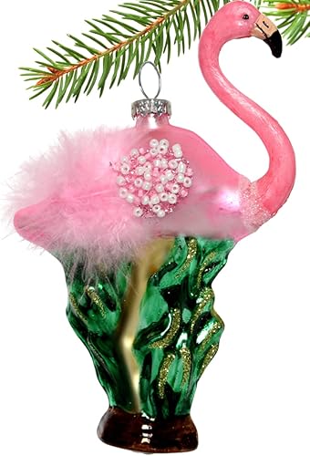 Miniatura 2 de Adorno de cristal soplado de flamenco para árbol de Navidad