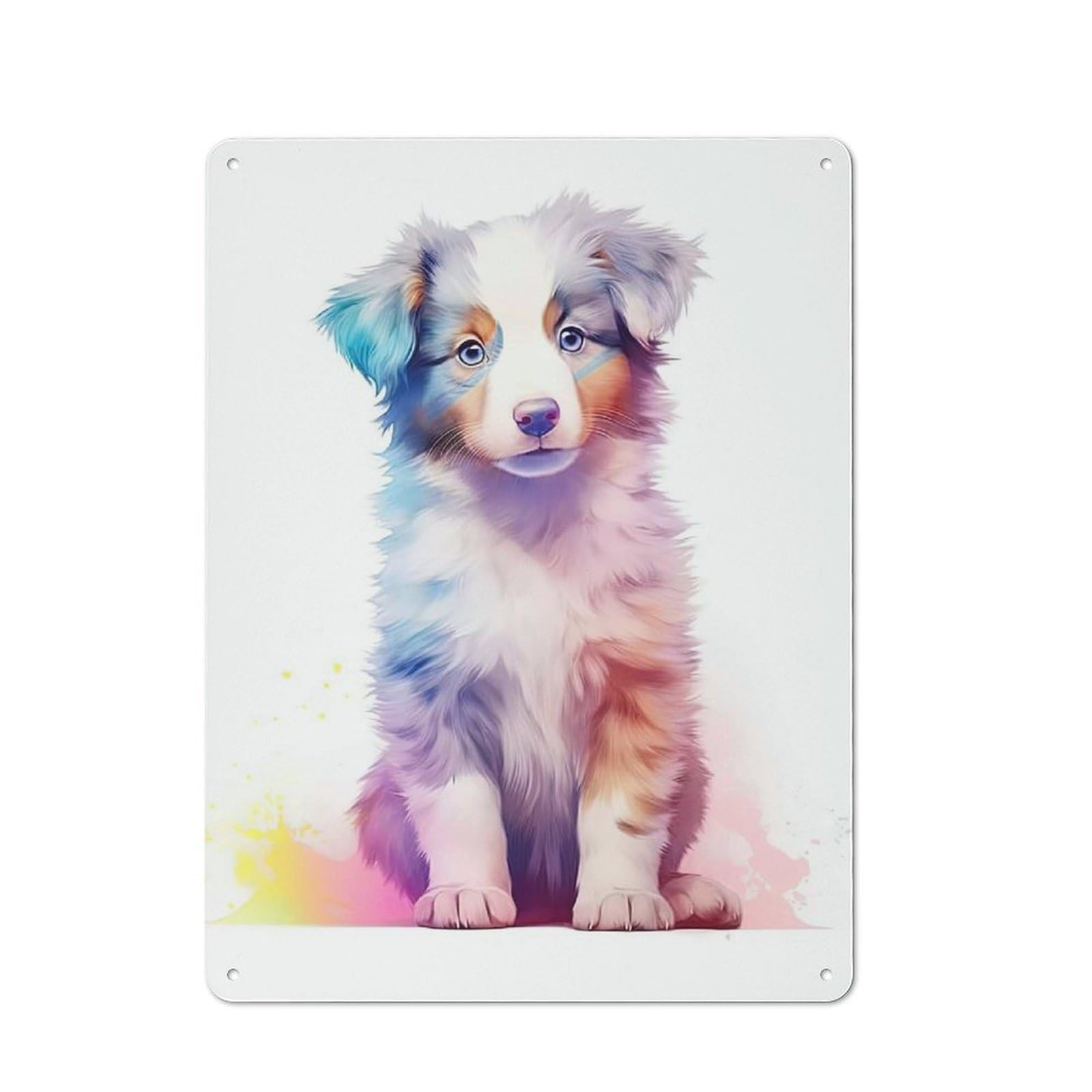 Junmoney Style-6 Baby Australian Shepherd Metal Wall Art Sign 40X30cm, Modern Retro Urban Room Decor For Modern Home, Workshop, Office Or Cafe