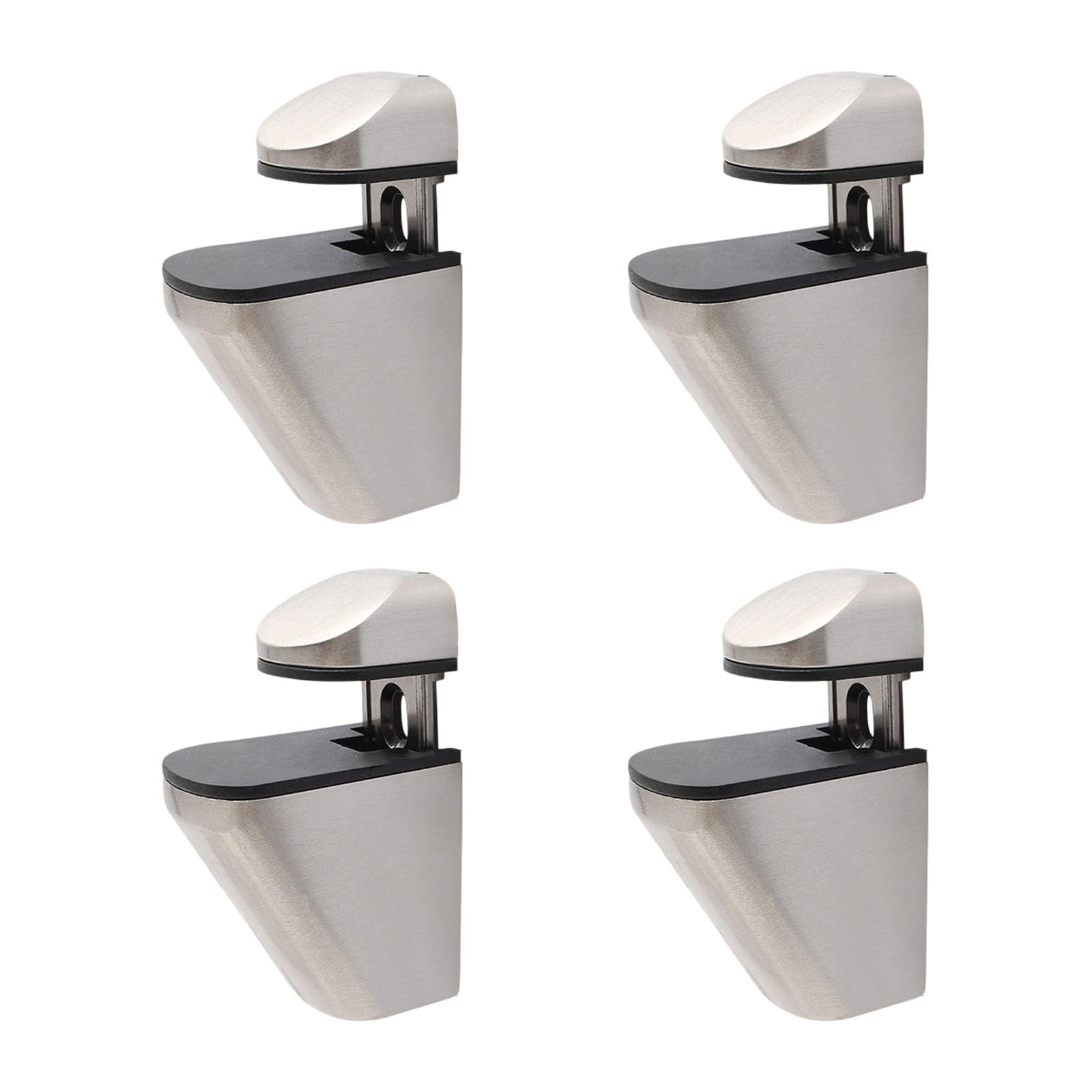 Buxuaaaa Brushed 4Pc Glass Panel Clamps With Antislip Inserts Adjustable Width Zincs Alloys Construction For Secure Mounting Antislip Glass Clamp Brackets