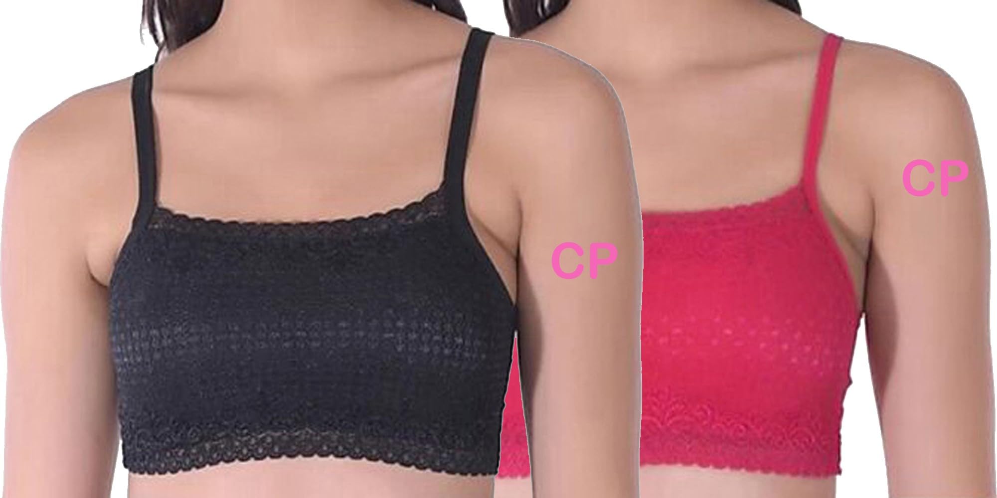 CHILEELIFE Polyester Casual Lightly Padded Full Coverage Wire Free Self Design Cami Bra for Women