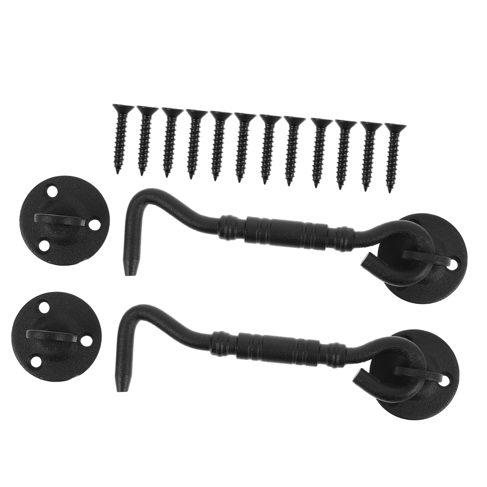 LIFKICH Stainless Steel Wind Hook Lock Barn Door Locks and Latches Matte Black Finish Easy Install for Home Security