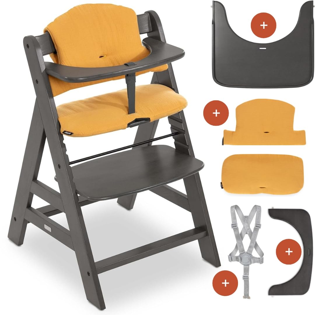 Hauck Alpha Hauck Hochstuhl Alpha Plus Charcoal, Holz Kinderhochstuhl Mit  Essbrett, Sitzkissen Verstellbar, Mitwachsend Roba Hochstuhl