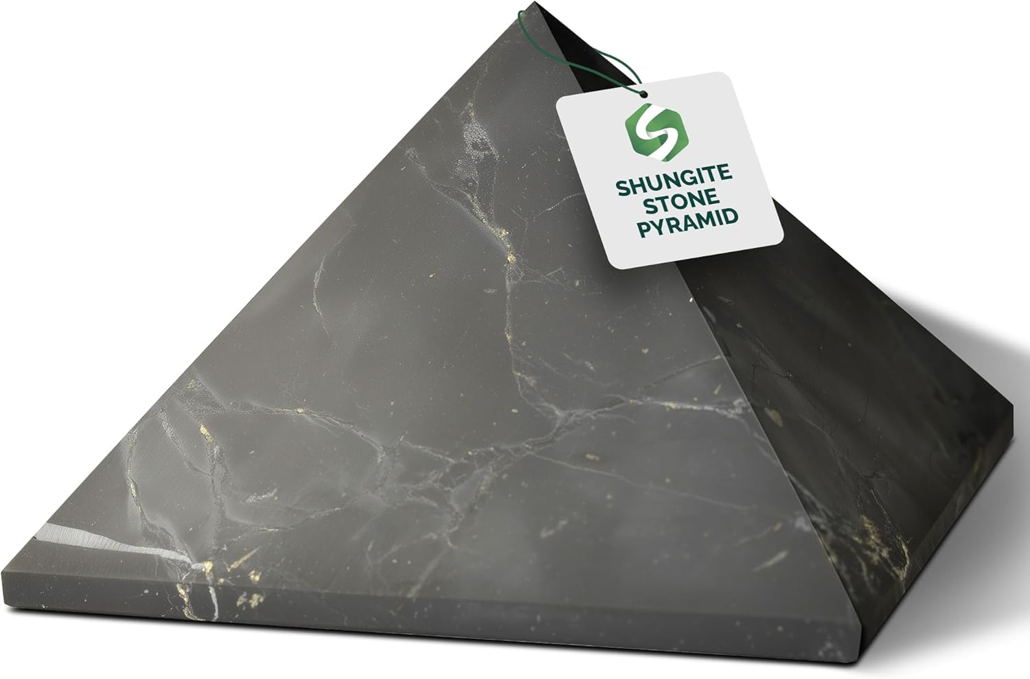 Authentic Shungite Pyramid Unpolished 110 mm / 4.33" Chakra Energy Natural Healing Crystal Real Black Pyramid Home Office Protection Desk Decor Meditation Reiki Grounding Stone