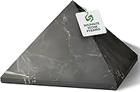 Vista 16 de Auténtica pirámide de shungita pulida de 1.57 pulgadas / 1.57 pulgadas, cristal curativo natural, pirámide negra real, protección de escritorio