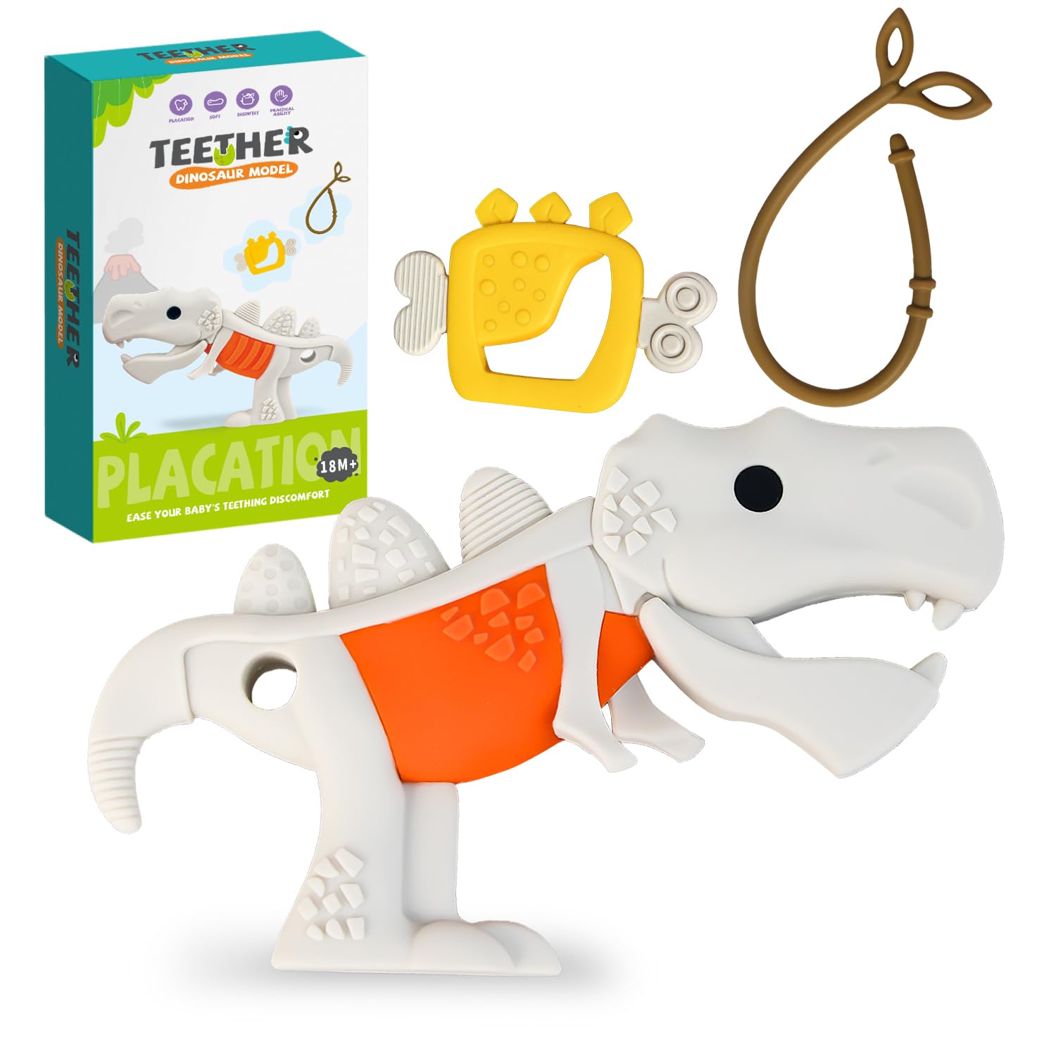 Baby Teething Toys - Dinosaur Silicone Baby Teethers Relief for Babies 0-6 6-12 12-18 Months, BPA-Free Teether Gifts Baby Shower Toy Easy-to-Hold Soothing Teether for Toddlers and Infants