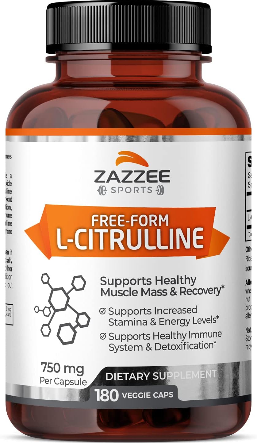 Zazzee L-Citrulline Malate, 180 Vegan Capsules, 750 mg, Superior Free-Form, Vegan, Non-GMO and All Natural