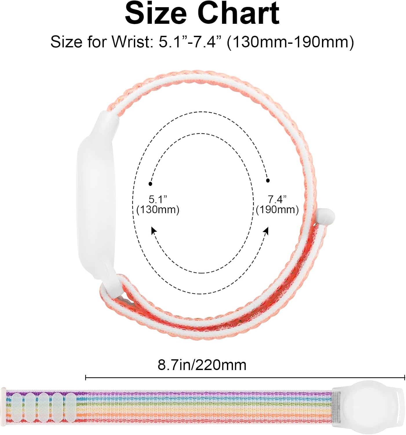 3 Pack Nylon AirTag Bracelet for Kids, Soft Nylon AirTag Wristband for Apple Air Tag, Adjustable Anti Lost Wristband for Toddler Baby, Boys, and Girls, Elders (Blue/Pink Sand/Rainbow)