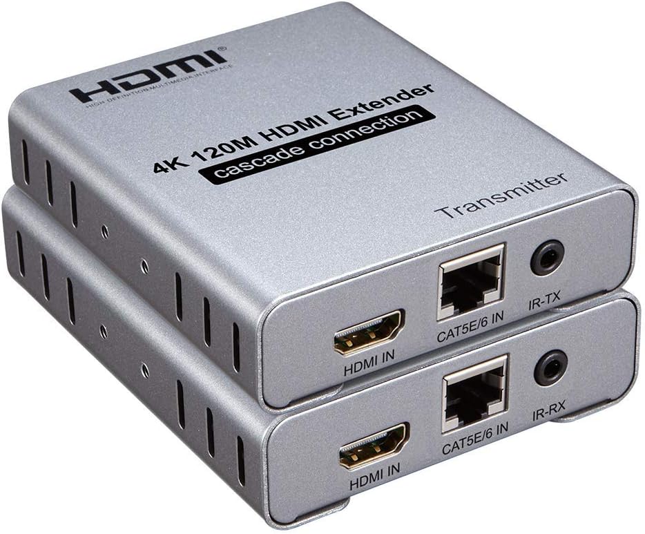 Tobo1080P HDMI Extender 120m RJ45 Over TCP/IP Cat5e/6 Ethernet Transmitter and Receiver Free Two 4K hdmi Cable-(TD-437H-09)