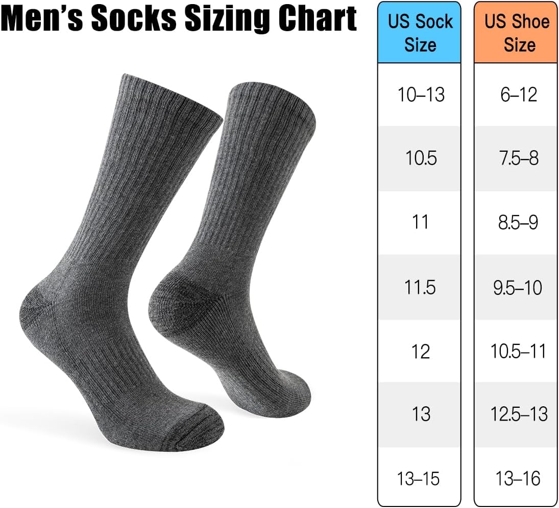 JOYNÉE 8 Pairs Mens Crew Cushion Socks Work Athletic Running Socks Casual Breathable Socks for Men,Sock Size:10-13 - Image 6