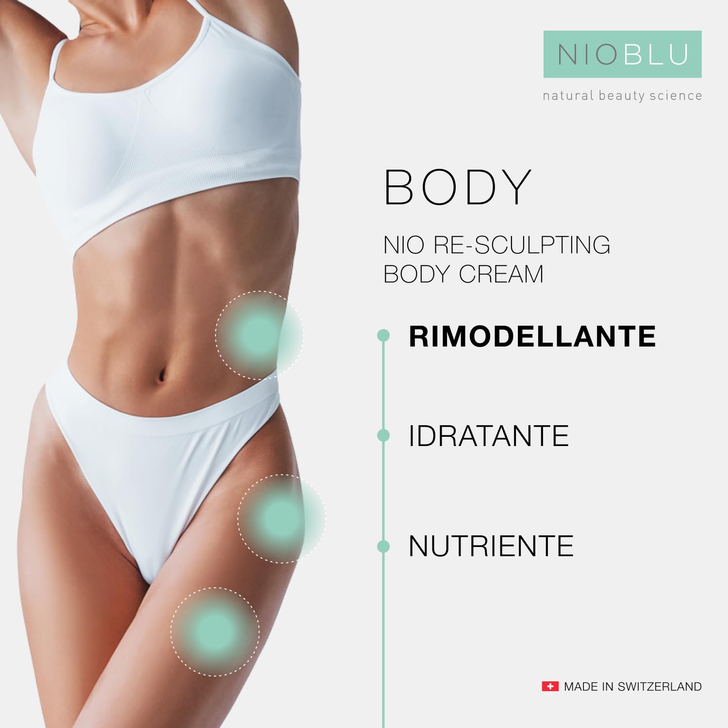 Nio Crema Corpo Rimodellante - Nutriente e Idratante - Contrasta gli Inestetismi della Cellulite - Pelle liscia e tonica - Con ingredienti naturali - Tecnologia avanzata - 200 ml