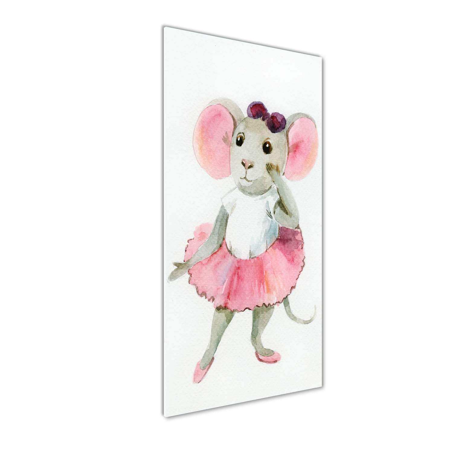 Tulup Impresión en vidrio - 50x125cm - Cuadro sobre Vidrio - Pinturas en Vidrio - Cuadro en Vidrio - Impresiones sobre Vidrio - Cuadro de Cristal - Cuarto De Los Niños - Rosado - Ratón De La Bailarina