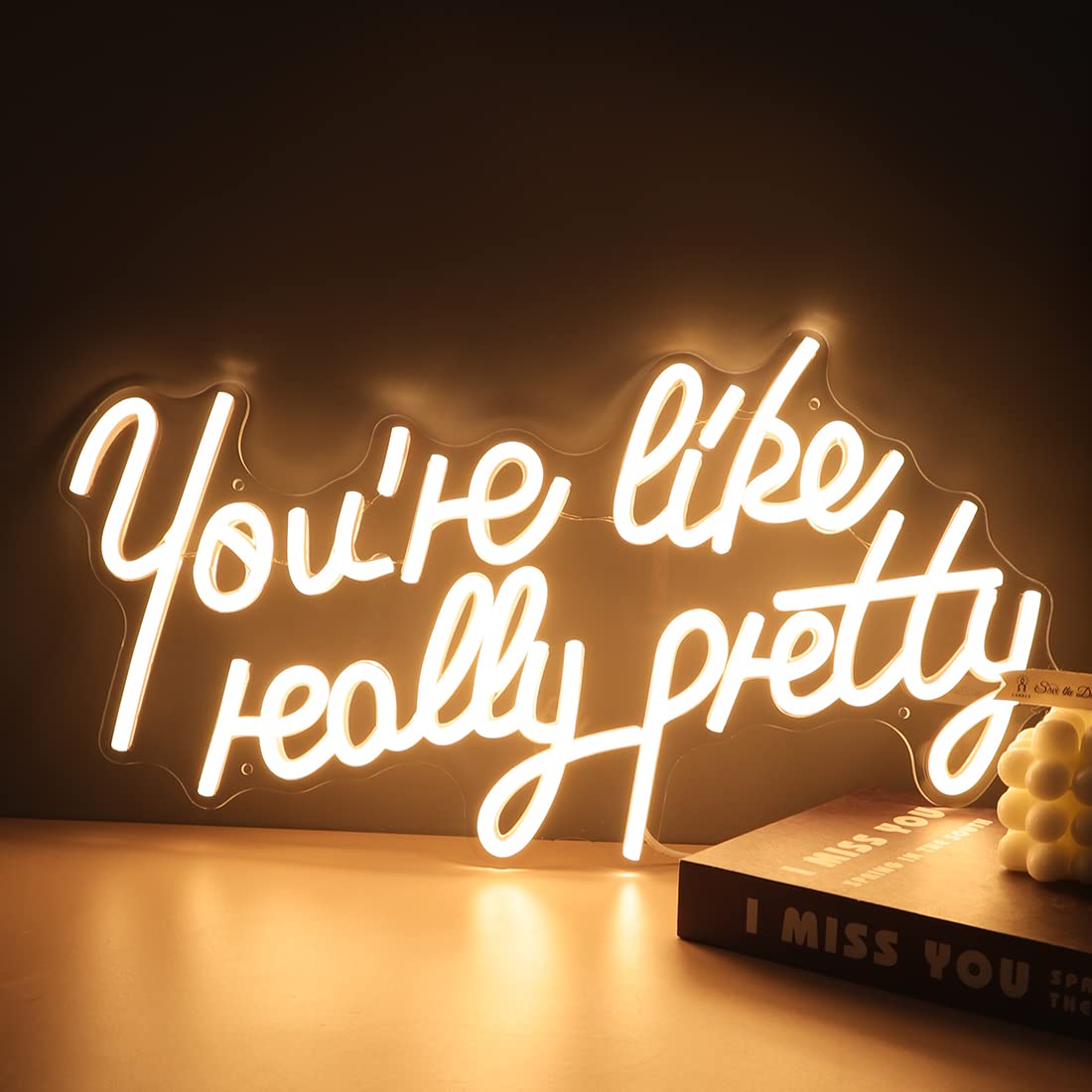 Planzo You're Like Really Pretty LED Neonlicht-Schild für Mädchen, Schlafzimmer, Kinderzimmer, Wandschild, Dekoracja, Hochzeit, Geburtstag, Party, Beleuchtet, Weihnachtsgeschenke, 40x22,6 cm