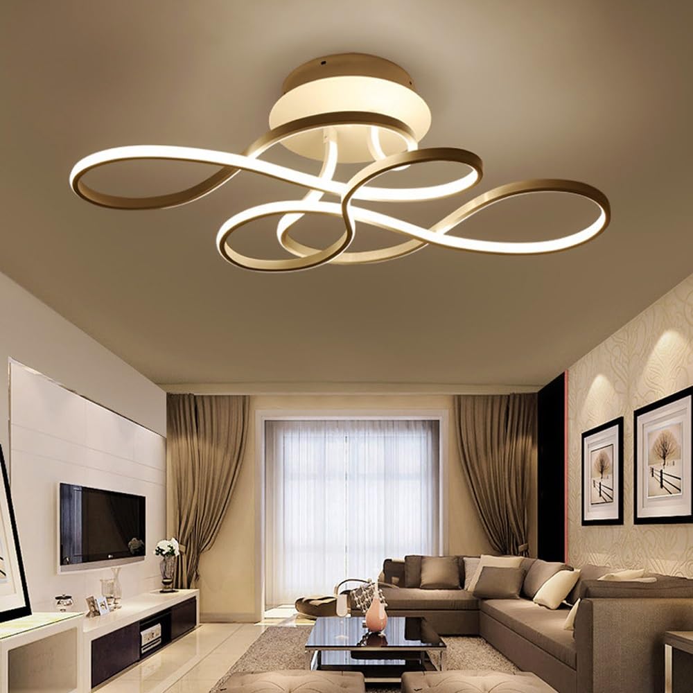 Oświetlenie Sufitowe LED Ściemnialna Lampa Sufitowa Salon Nowoczesny Ze Zdalnym Sterowaniem Złoty Akrylowy Projekt Sufitowy Reflektor Sypialnia Jadalnia Restauracja Kuchnia Dekoracyjne (Size : 70cm)